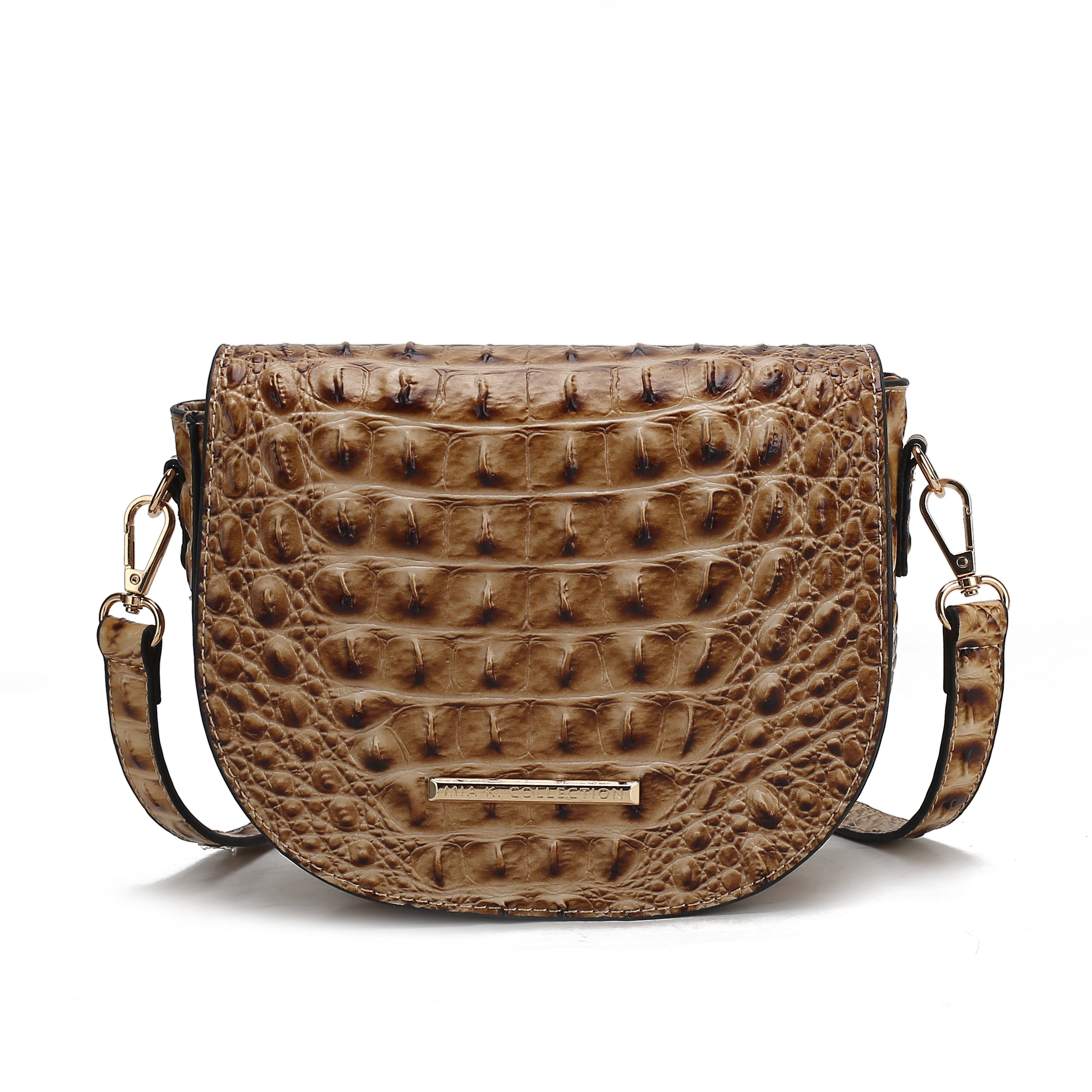 MKF Collection Women's Amalia Solid Croc Crossbody Bag Croco Taupe Bags - Tophatter Daily Deals