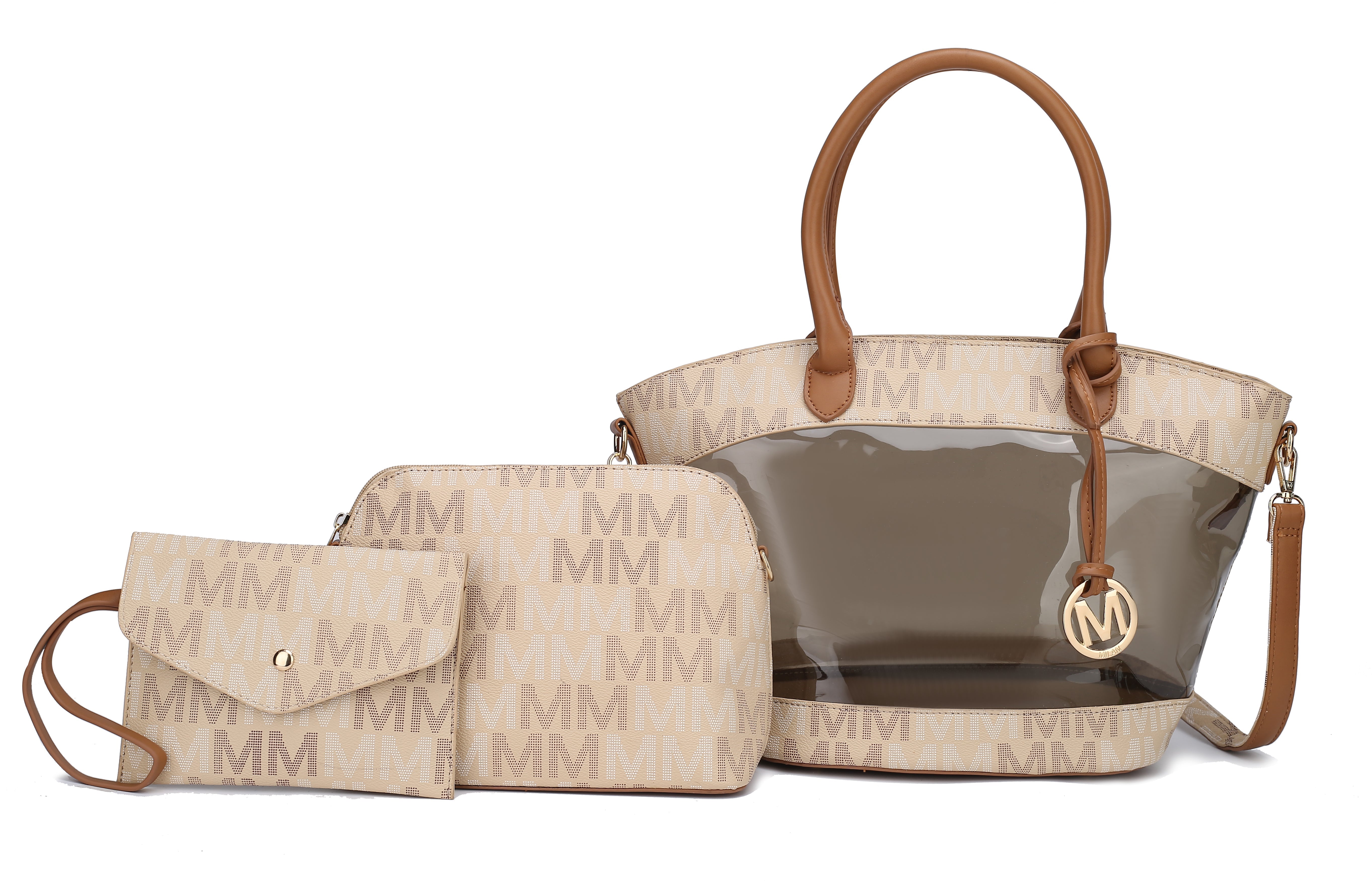 MKF Collection Women's Hattie Signature Tote Bag And Set Beige Bags - Tophatter Daily Deals