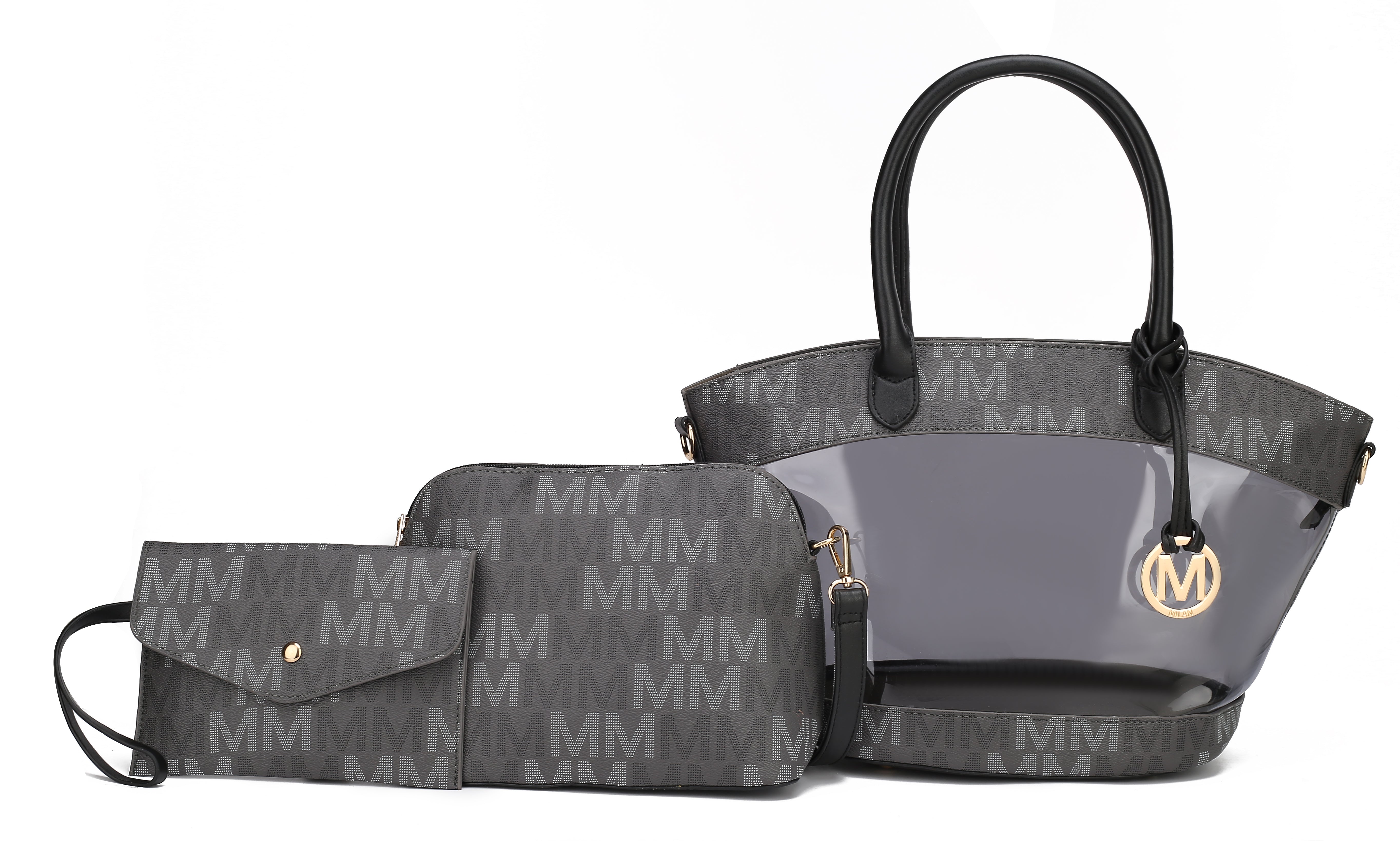 MKF Collection Women's Hattie Signature Tote Bag And Set Charcoal Grey Bags - Tophatter Daily Deals