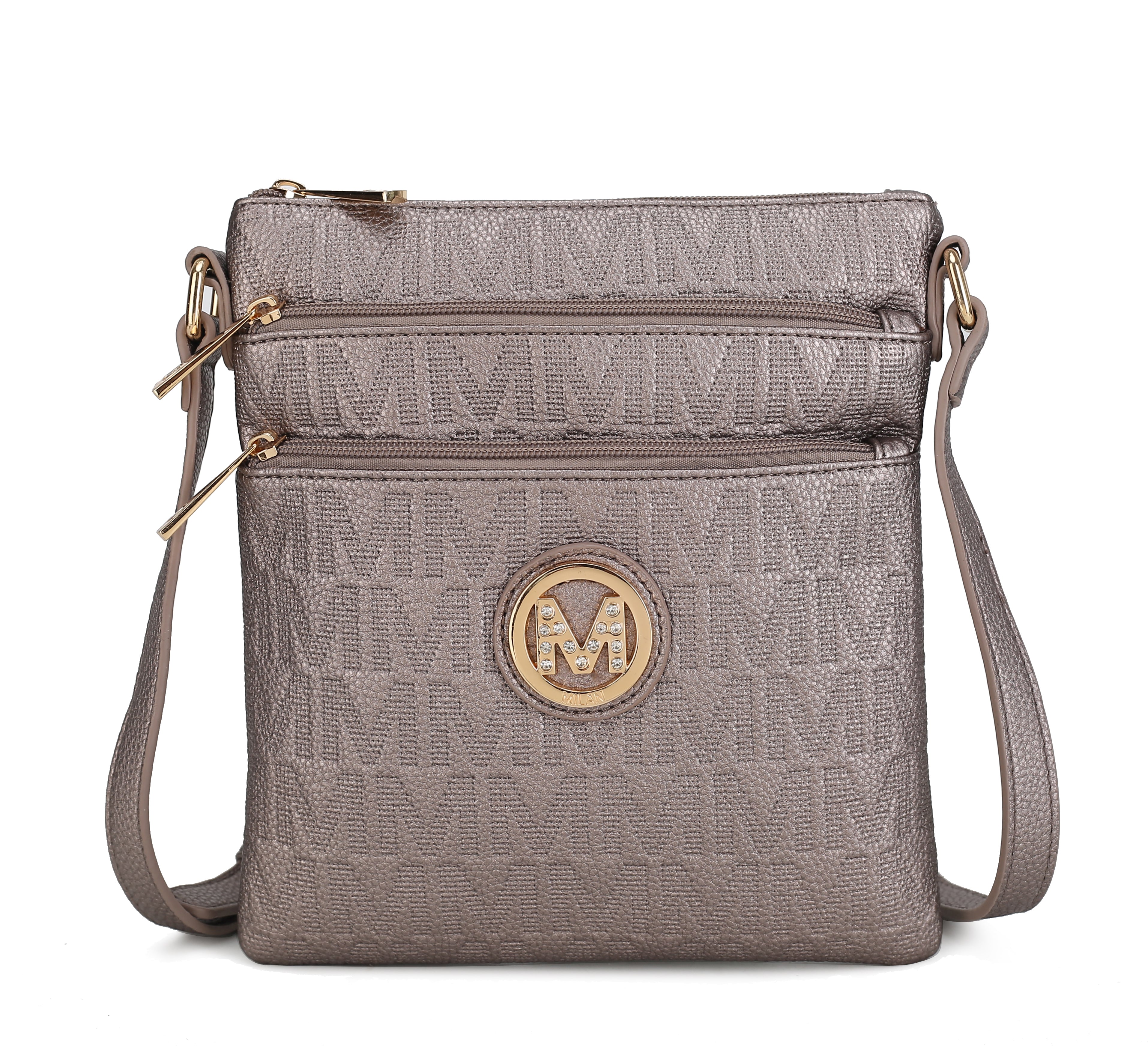 MKF Collection Women's Lennit Signature Crossbody Bag Pewter Bags - Tophatter Daily Deals