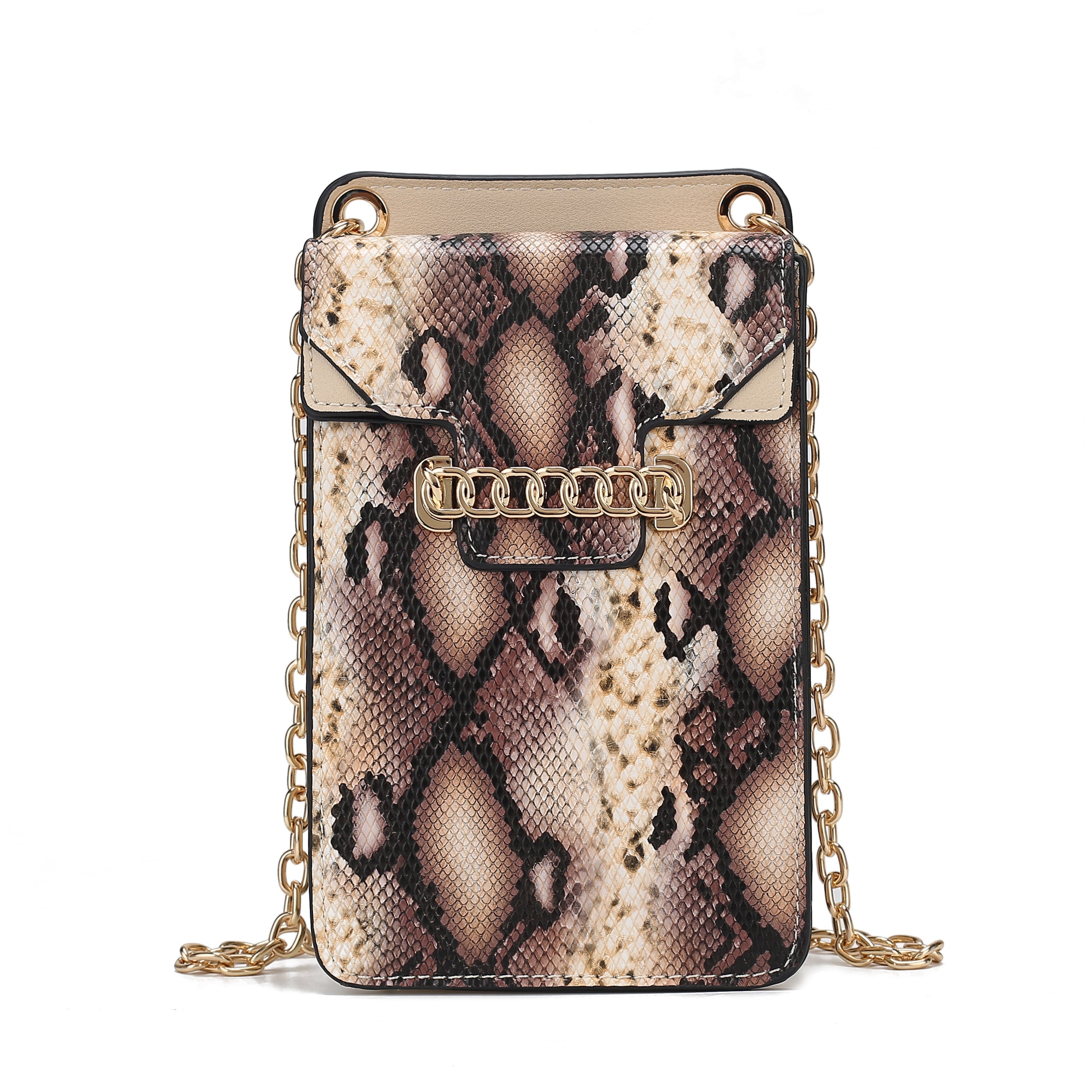 MKF Collection Women's Yael Snake Embossed Vegan Leather Women's Phone Crossbody Handbag Snake Beige Bags - Tophatter Daily Deals