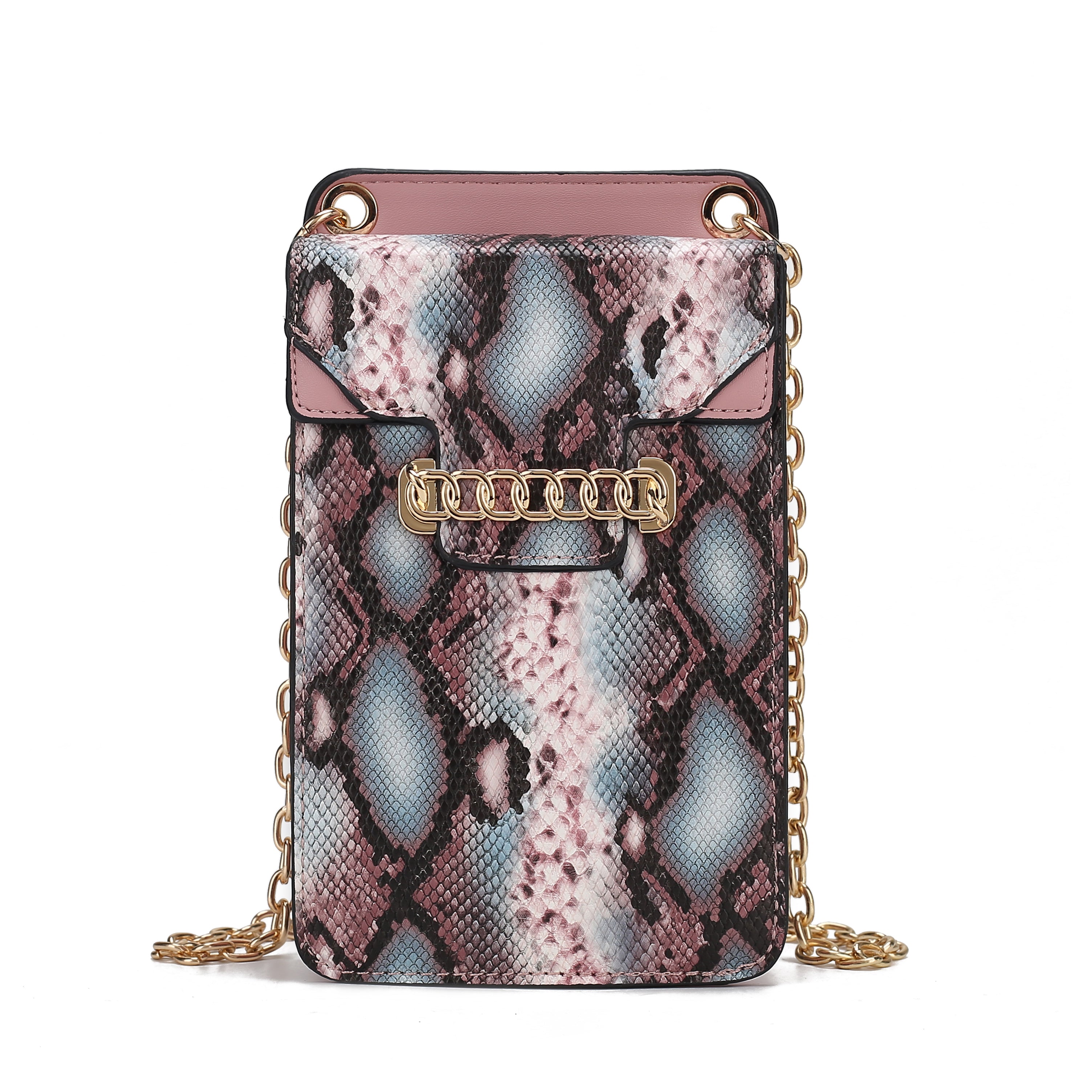 MKF Collection Women's Yael Snake Embossed Vegan Leather Women's Phone Crossbody Handbag Snake Pink Bags - Tophatter Daily Deals
