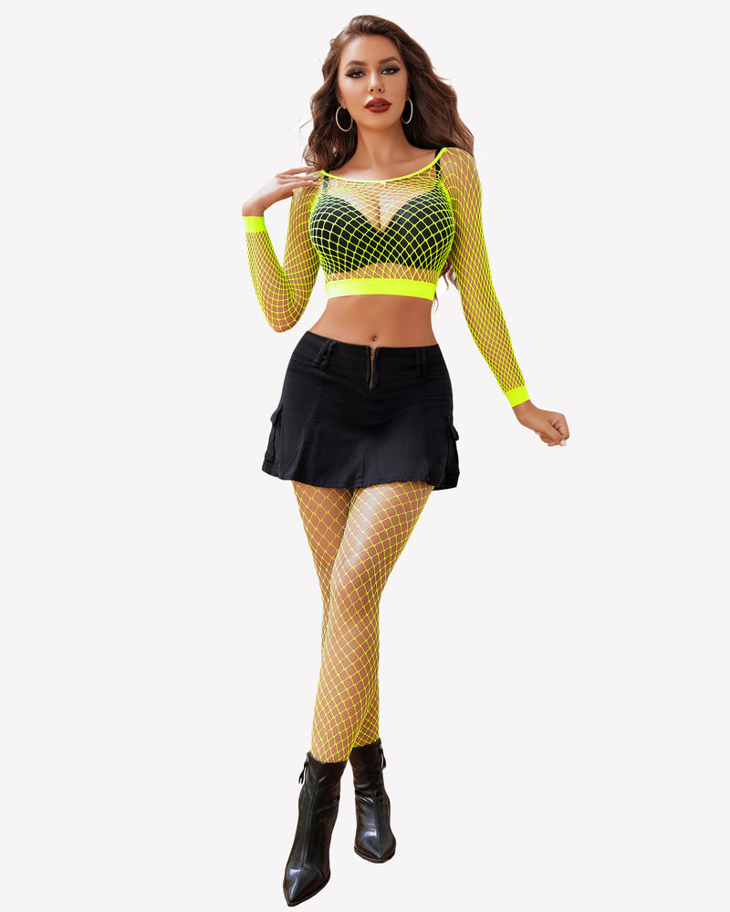 Fishnet Two Piece Lingerie Set Stockings - Tophatter Daily Deals