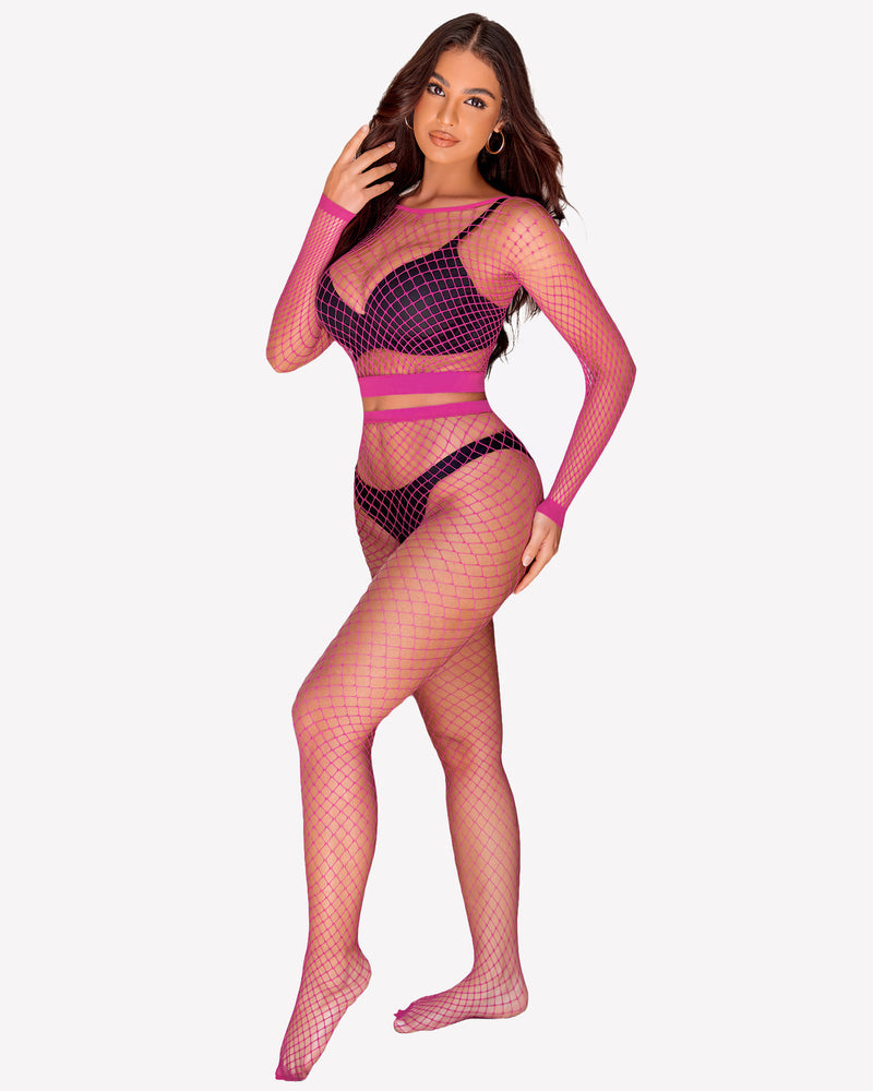 Fishnet Two Piece Lingerie Set Stockings - Tophatter Daily Deals