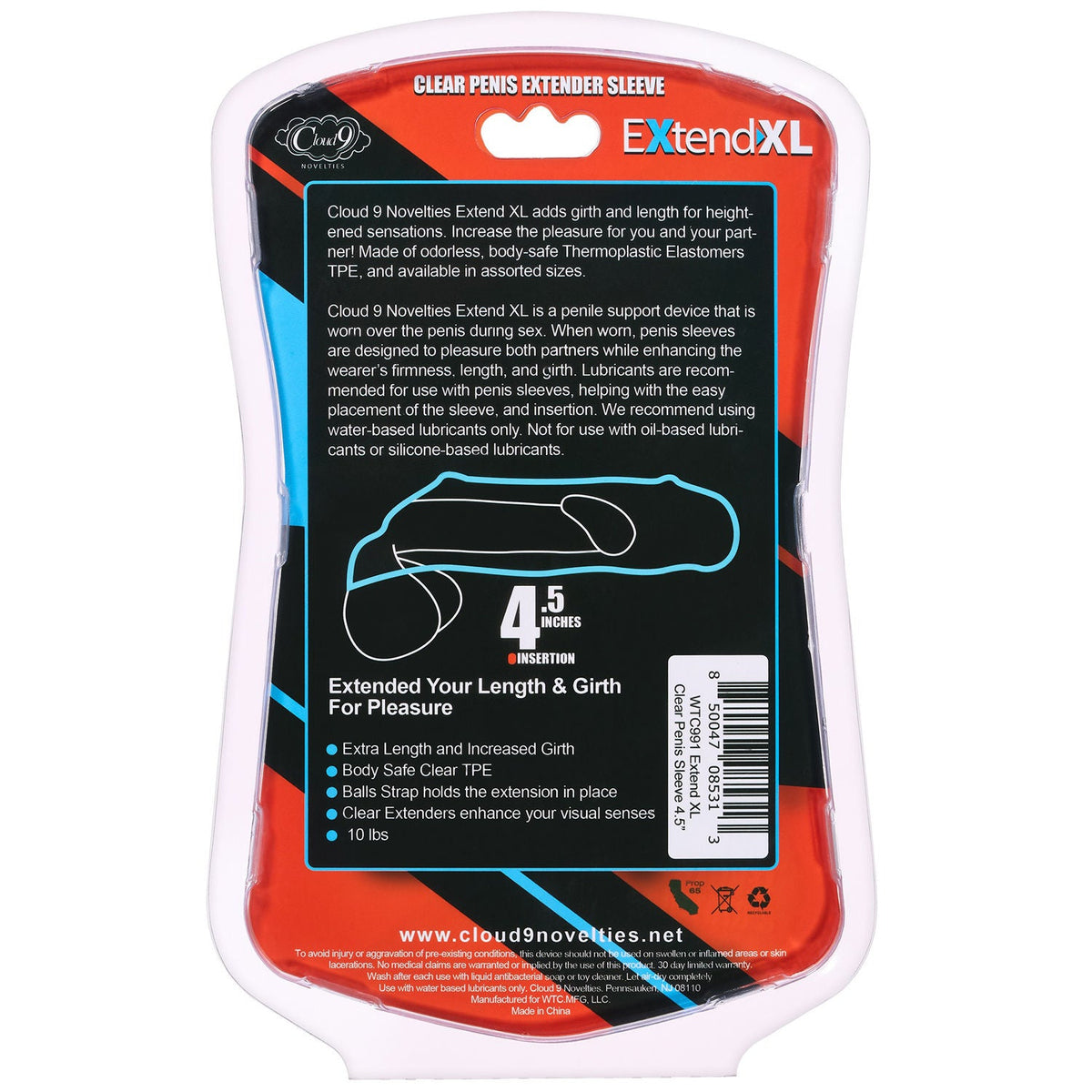 Extend XL Clear Penis Sleeve 7.25 Inch for Enhanced Girth and Length > Sex Toys For Men > Penis Sleeves - Tophatter Daily Deals
