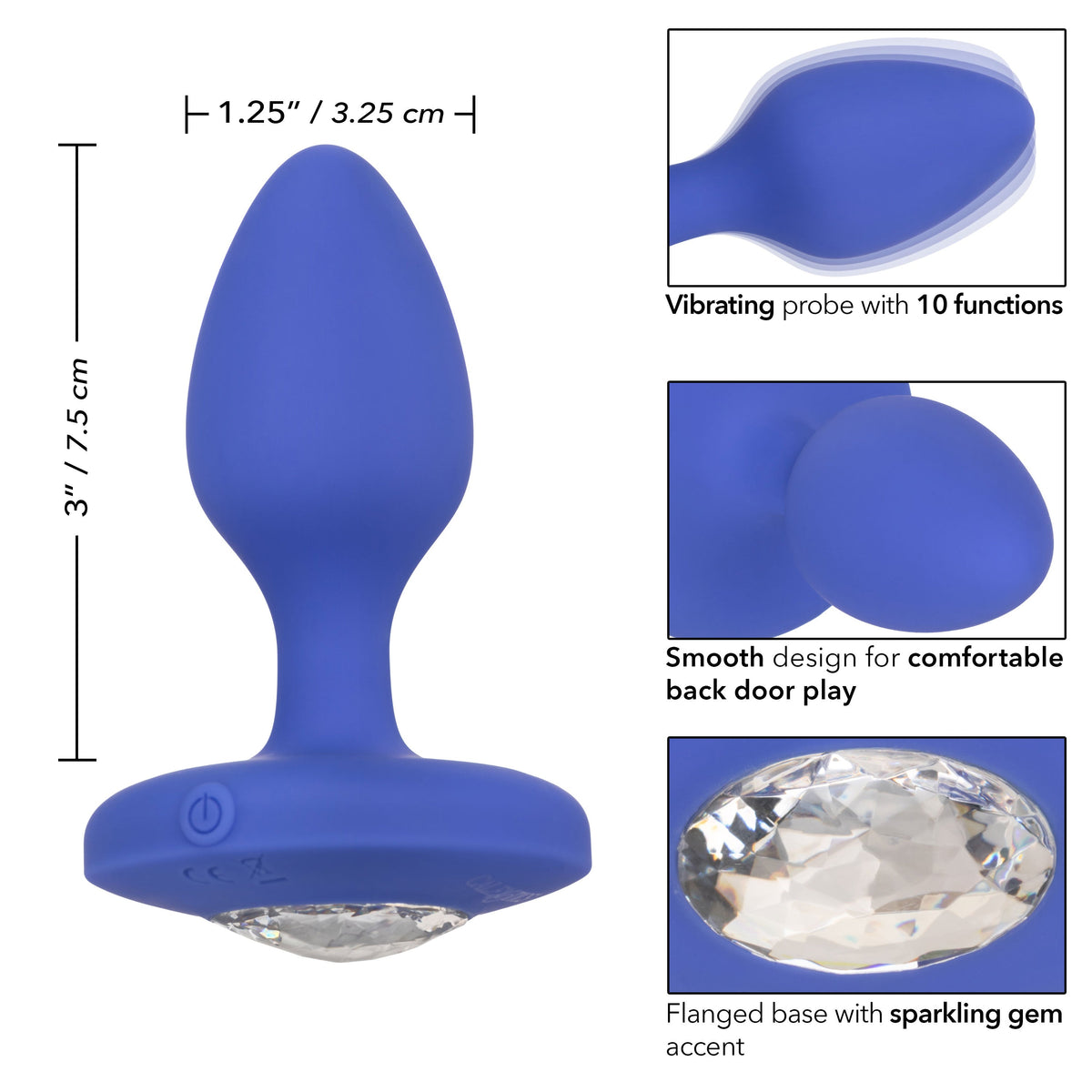 Cheeky Gems Medium Rechargeable Vibrating Probe – Flexible Silicone Vibrator > Anal Range > Jewel Butt Plugs - Tophatter Daily Deals
