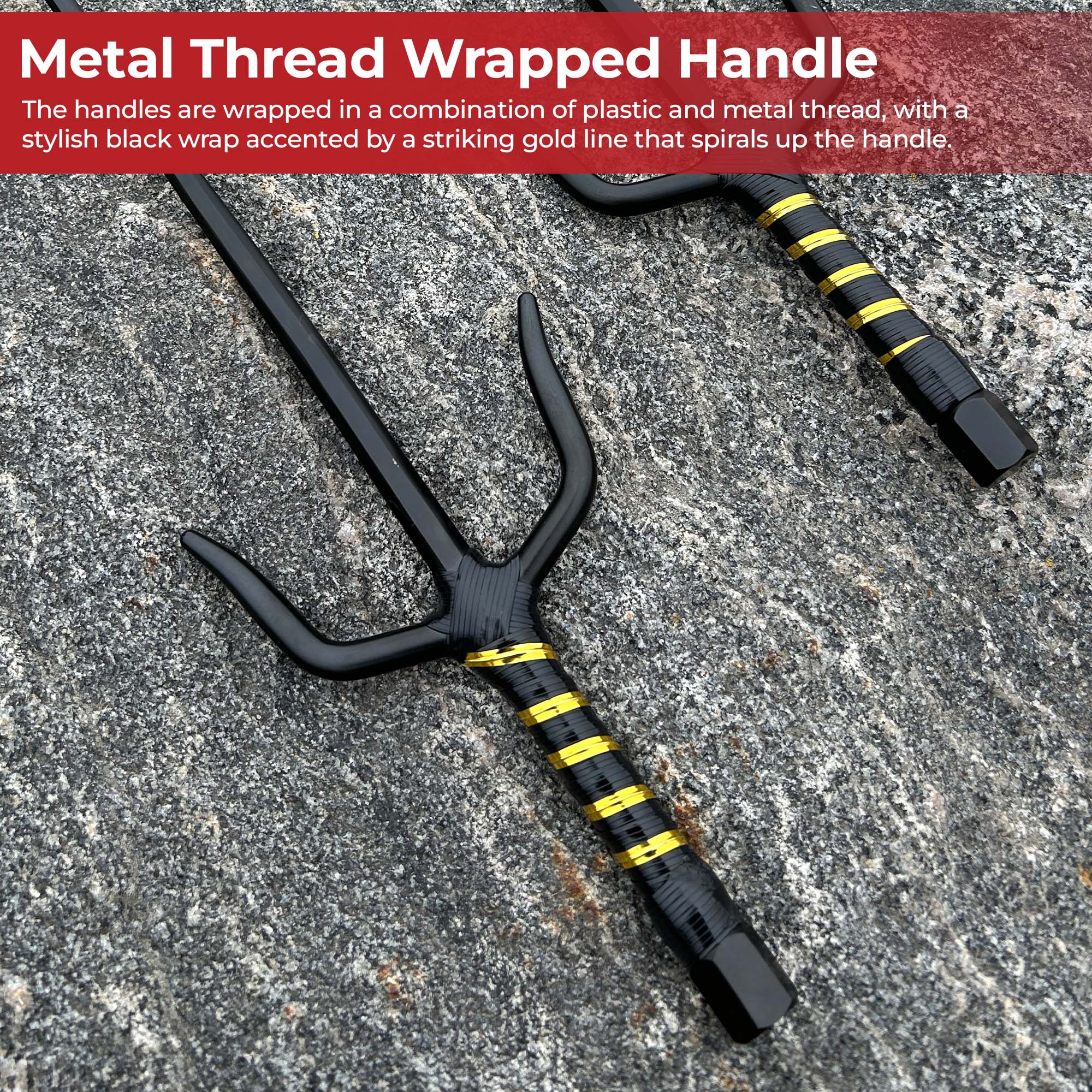 "Moonlit Demonstration" Octagonal 15" Black Sai Pair ninja & martial arts - Tophatter Daily Deals