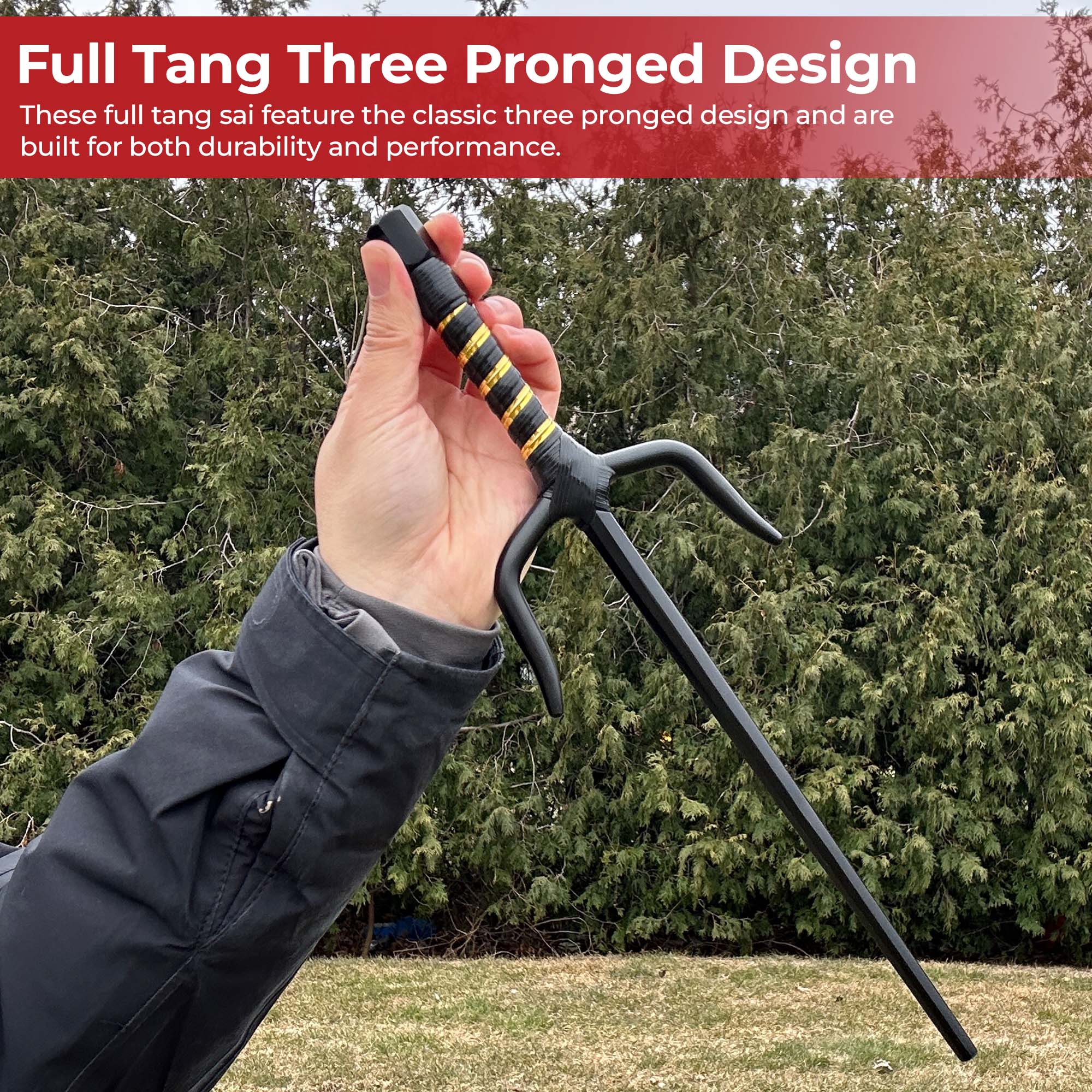 "Moonlit Demonstration" Octagonal 15" Black Sai Pair ninja & martial arts - Tophatter Daily Deals