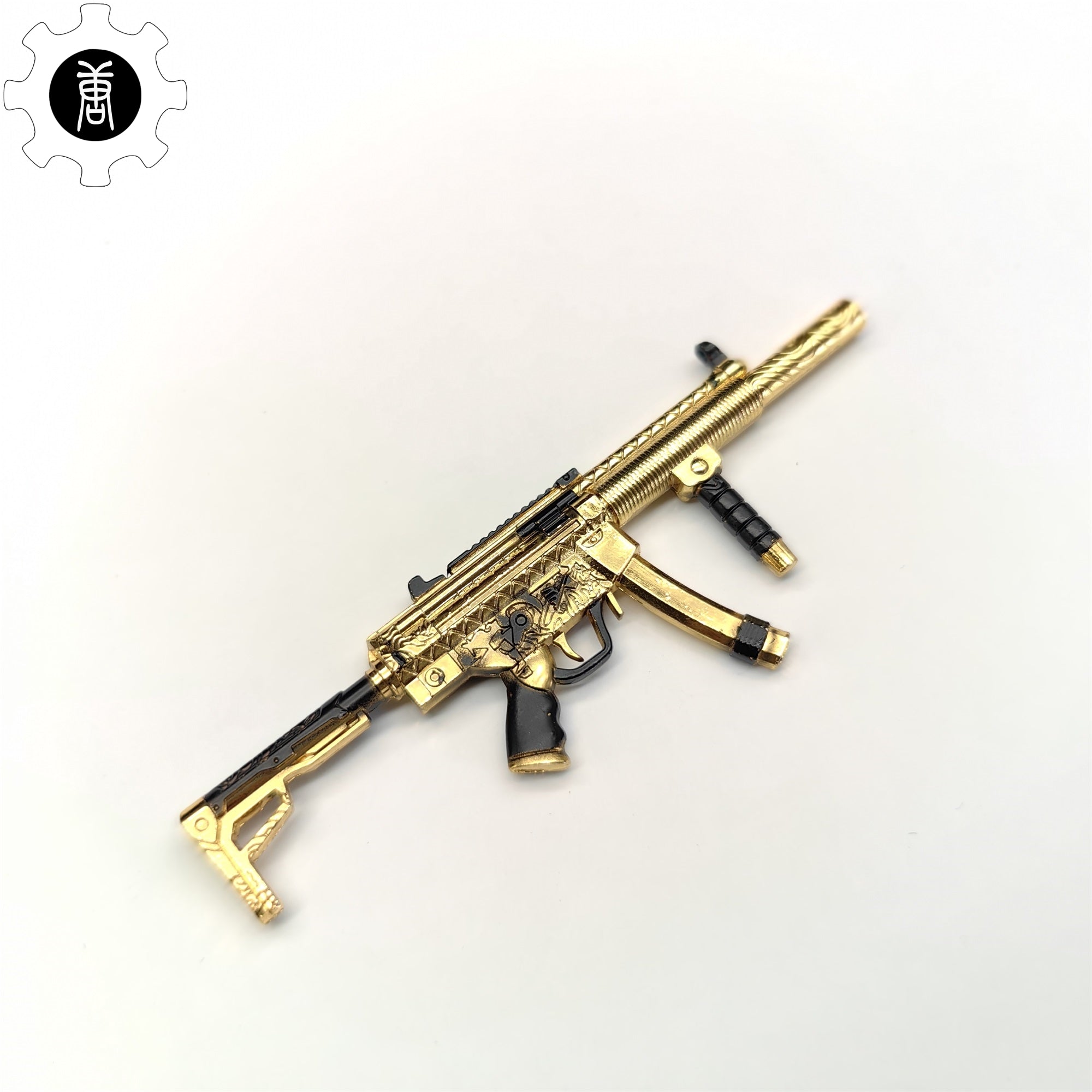 Tiny Metal Golden MP5 Submachine Gun Model Keychain - Tophatter Daily Deals