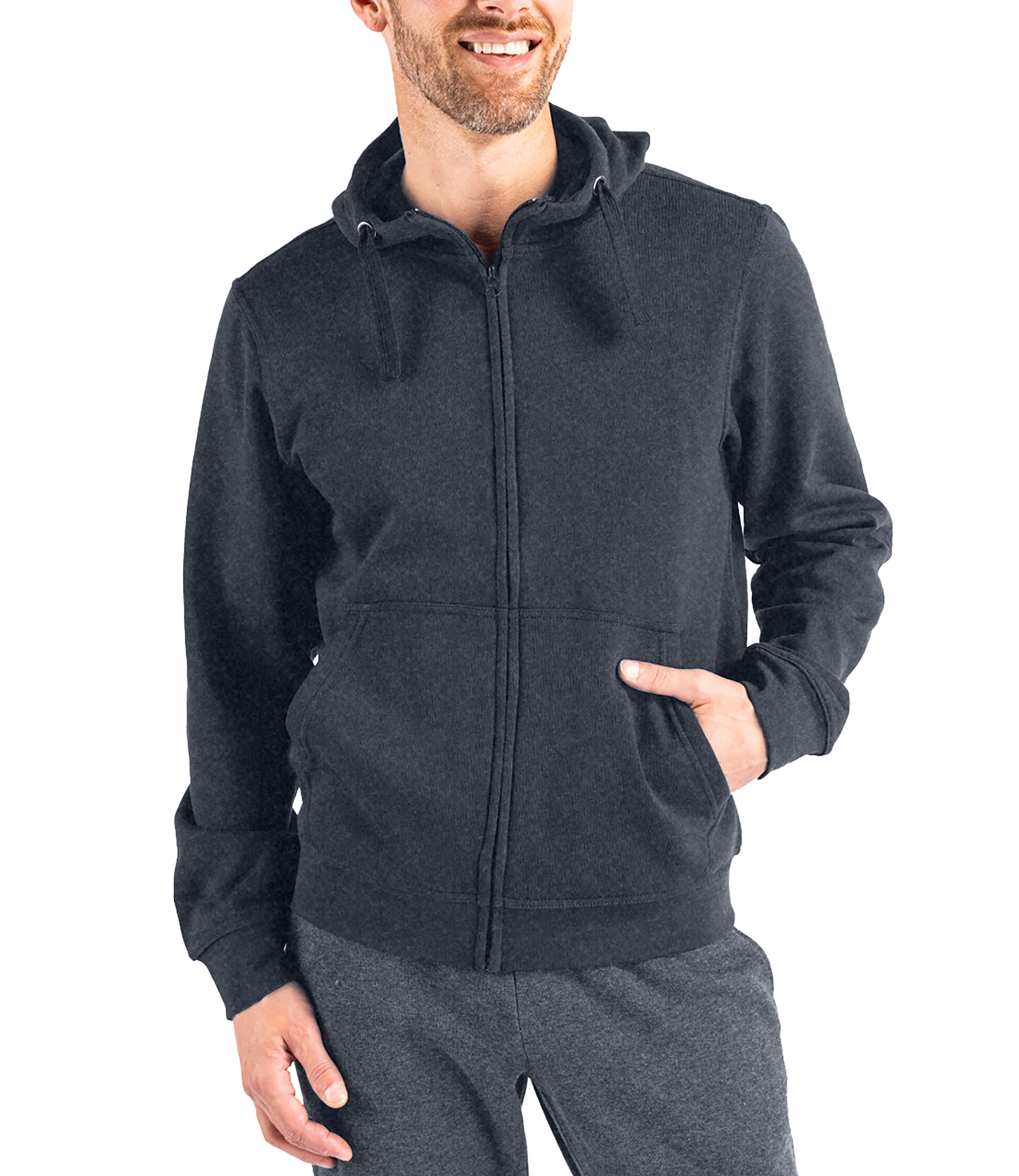 Cutter & Buck Clique Men's Stockholm Full Zip Hoodie Anthracite Melange Hoodie - Tophatter Daily Deals