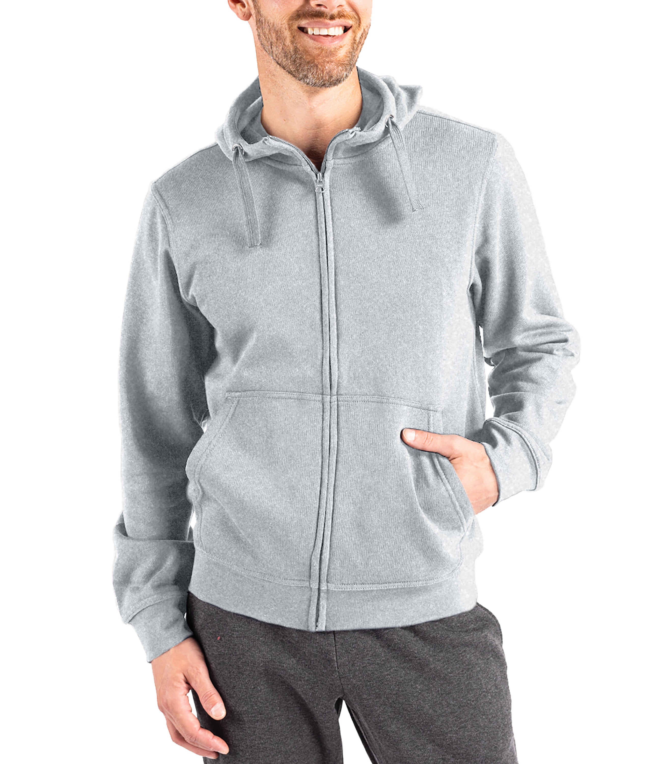 Cutter & Buck Clique Men's Stockholm Full Zip Hoodie Ash Hoodie - Tophatter Daily Deals