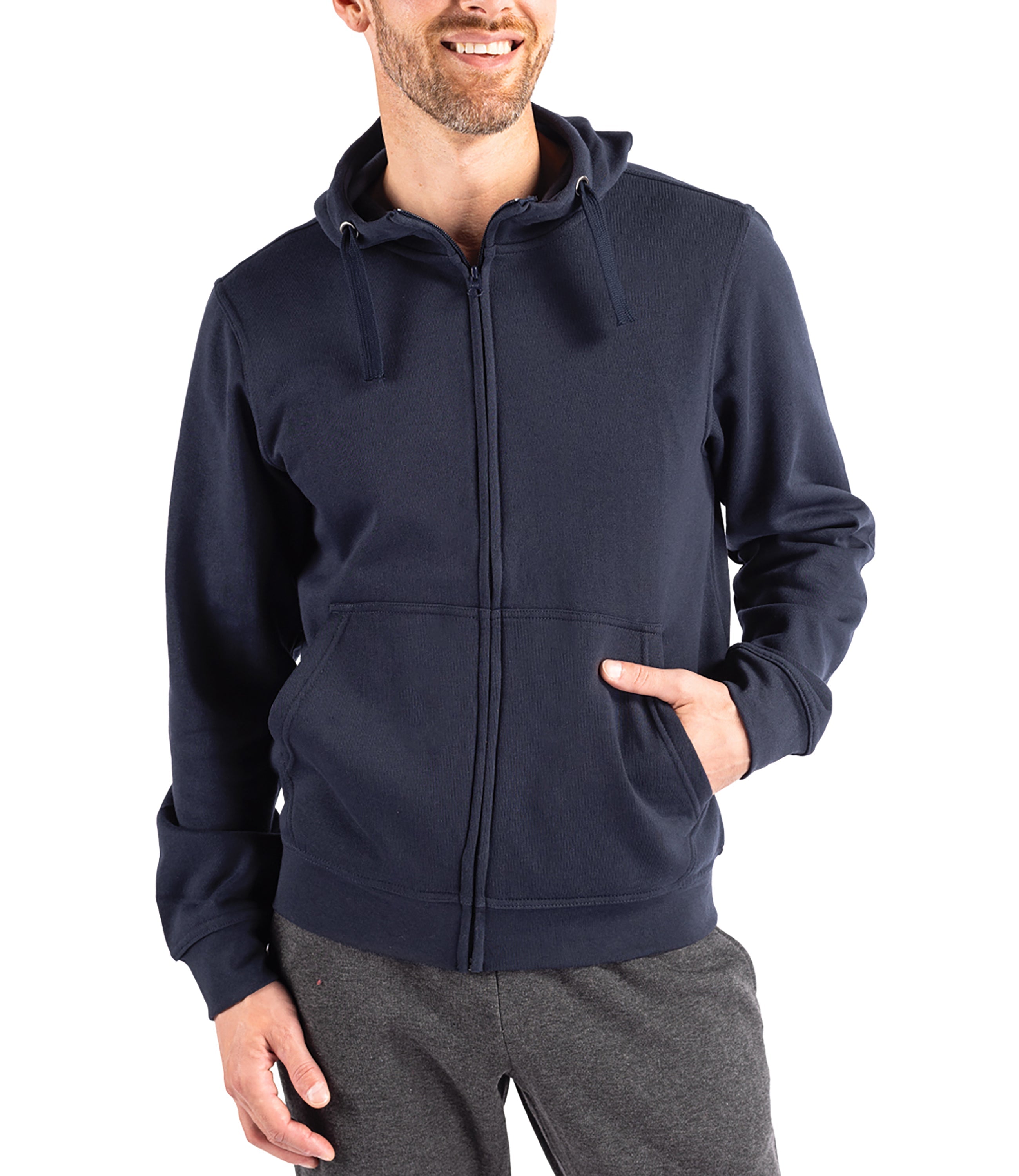 Cutter & Buck Clique Men's Stockholm Full Zip Hoodie Dark Navy Hoodie - Tophatter Daily Deals