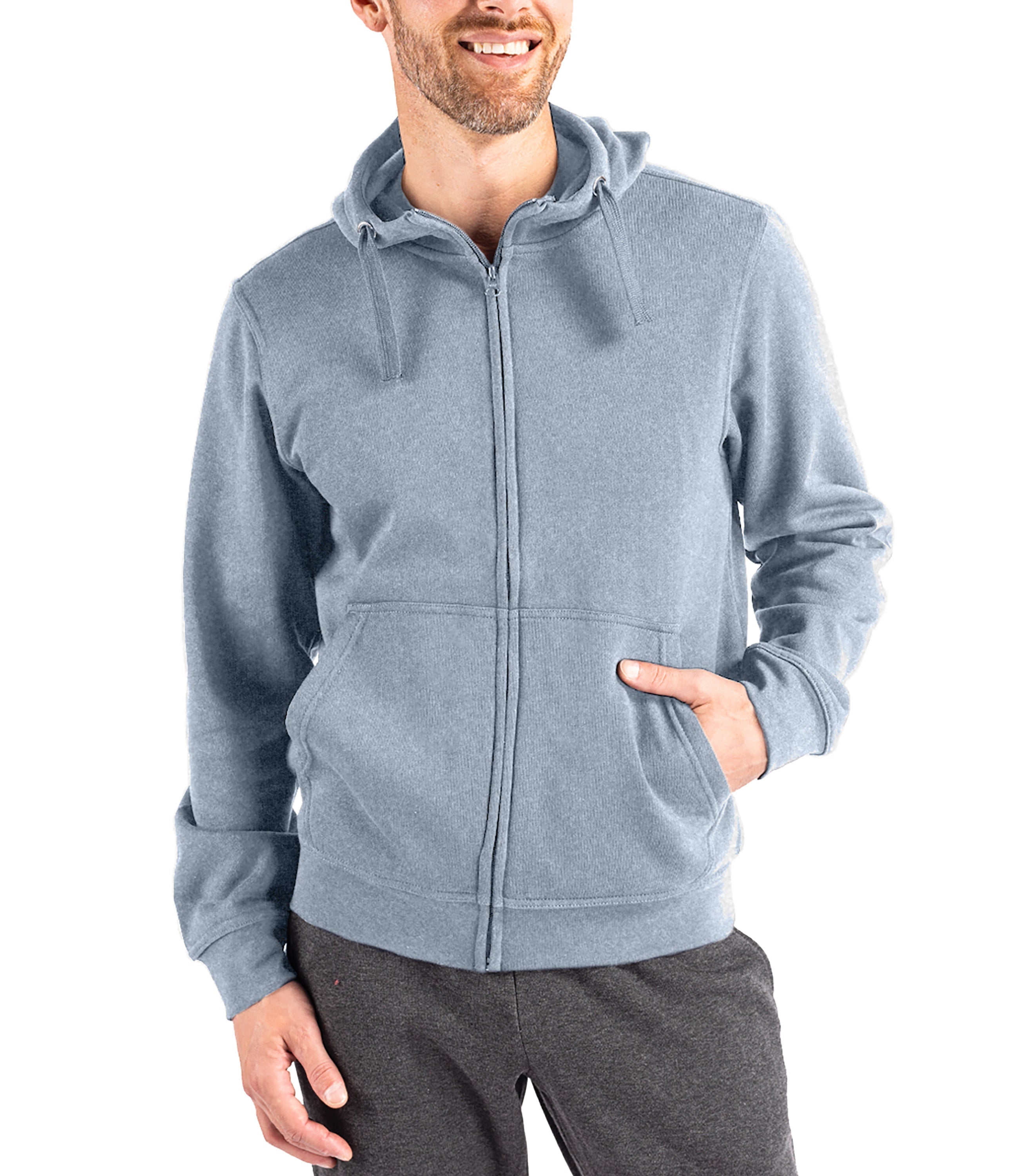 Cutter & Buck Clique Men's Stockholm Full Zip Hoodie Grey Melange Hoodie - Tophatter Daily Deals