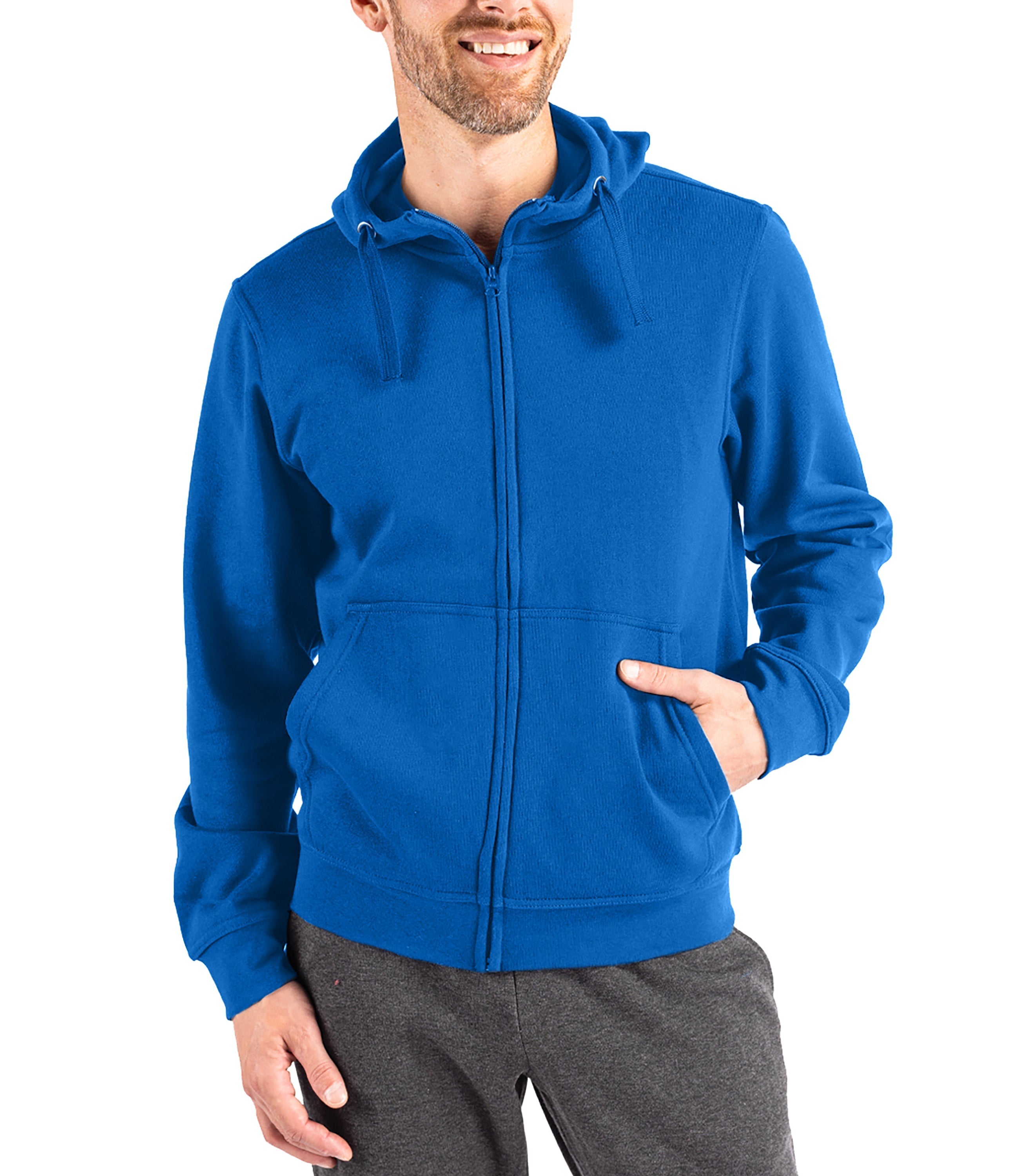 Cutter & Buck Clique Men's Stockholm Full Zip Hoodie Royal Blue Hoodie - Tophatter Daily Deals