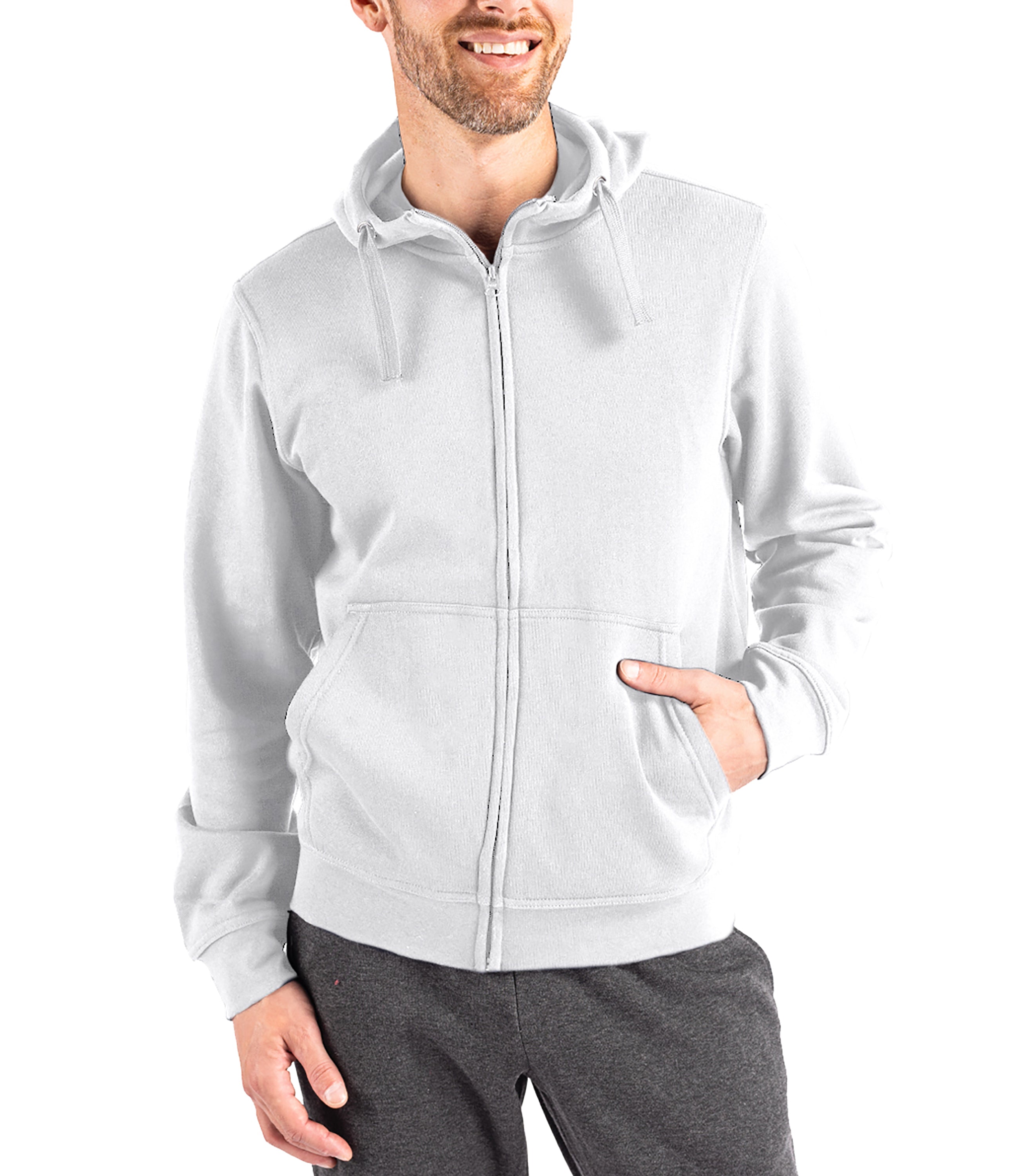 Cutter & Buck Clique Men's Stockholm Full Zip Hoodie White Hoodie - Tophatter Daily Deals
