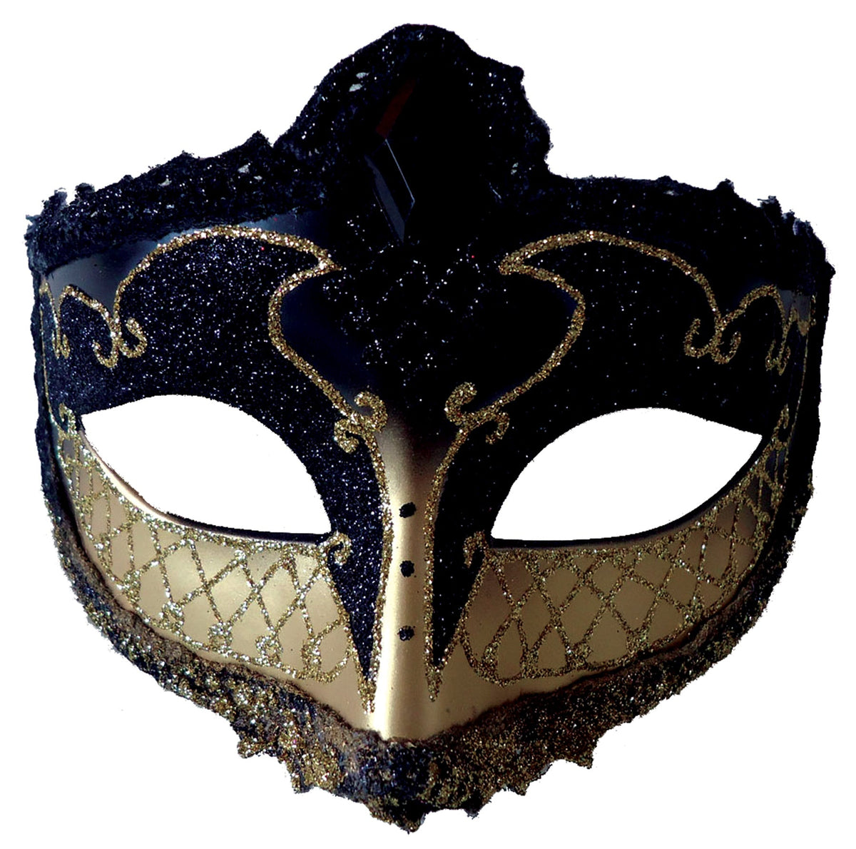 Women's Black & Gold Mardi Gras Eye Mask – Tophatter's Inc.