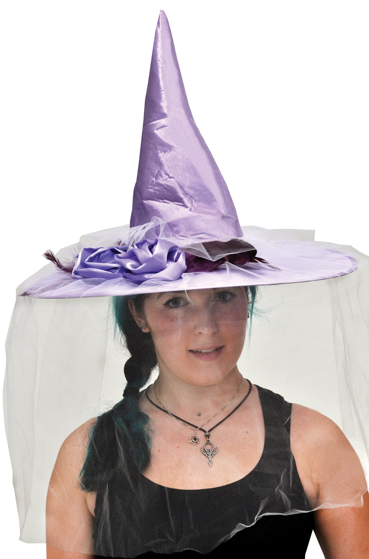Witch Hat Purple Satin with Feather Halloween Hats & Headpieces - Tophatter Daily Deals
