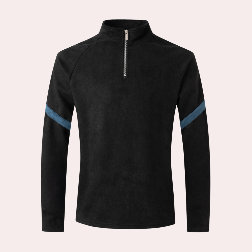Warm Classic Men's Sweater - Raglan Zip Neck, Wool Blend Black - Tophatter Daily Deals