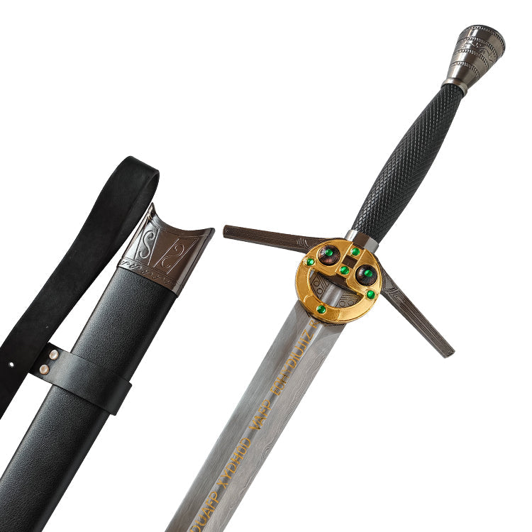 THE WITCHER - Geralt's Silver Sword TV Show Version in Hand Forged Damascus Steel Sword - Tophatter Daily Deals