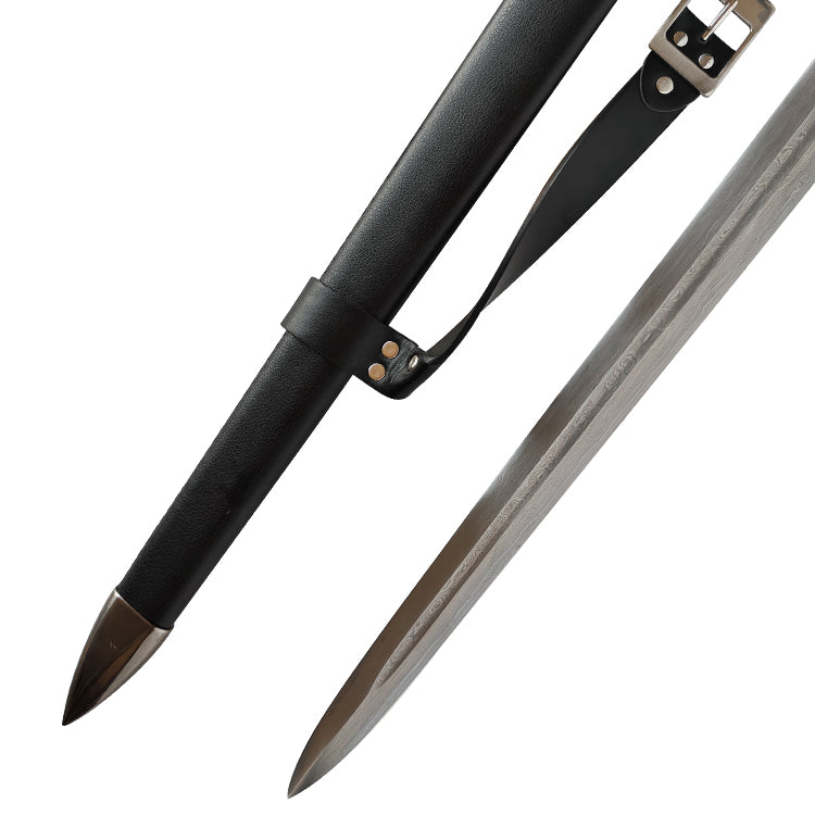 THE WITCHER - Geralt's Silver Sword TV Show Version in Hand Forged Damascus Steel Sword - Tophatter Daily Deals