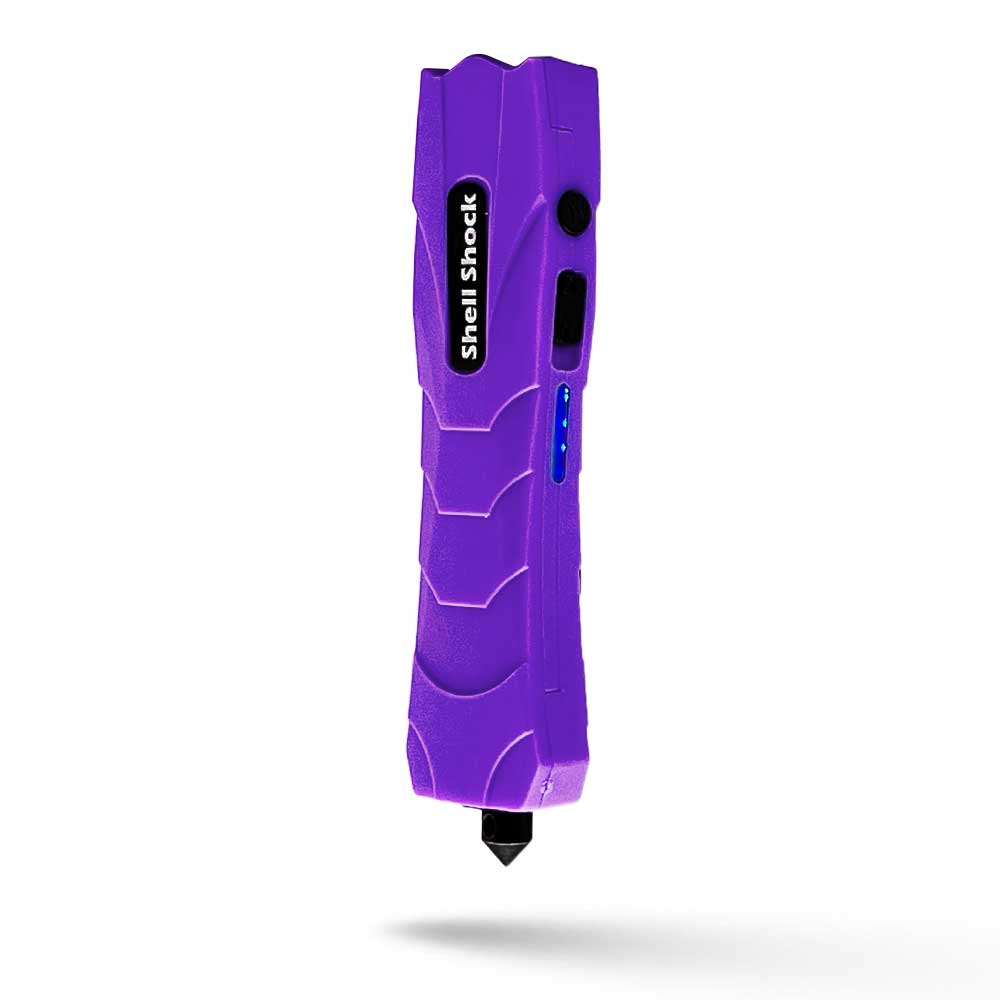 Purple Shell Shock Pocket Knife Styled Stun Gun Flashlight Combo with Glass Breaker - TOPHATTER'S ARMORY DEALS Collectible Weapons - Tophatter Daily Deals