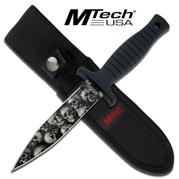 MTech Boot Knife with Skull Camo Finish Blade - Tophatter's Guns'N'Weapons Store - FREE SHIPPING Collectible Weapons - Tophatter Daily Deals