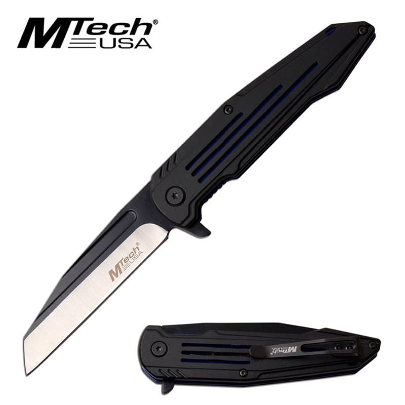 Mtech USA Folding Pocket Knife Black Blue With Ball Bearing Pivot - Tophatter's Guns'N'Weapons Store Collectible Weapons - Tophatter Daily Deals