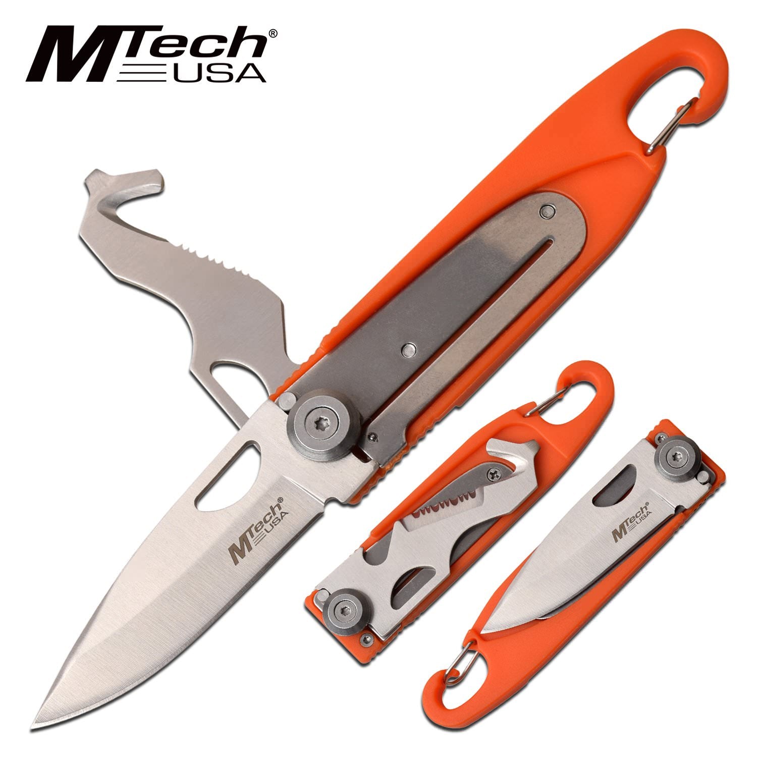 Mtech Multipurpose EDC Folding Pocket Knife Nylon Fiber Handle Orange - Tophatter's Guns'N'Weapons Store Collectible Weapons - Tophatter Daily Deals