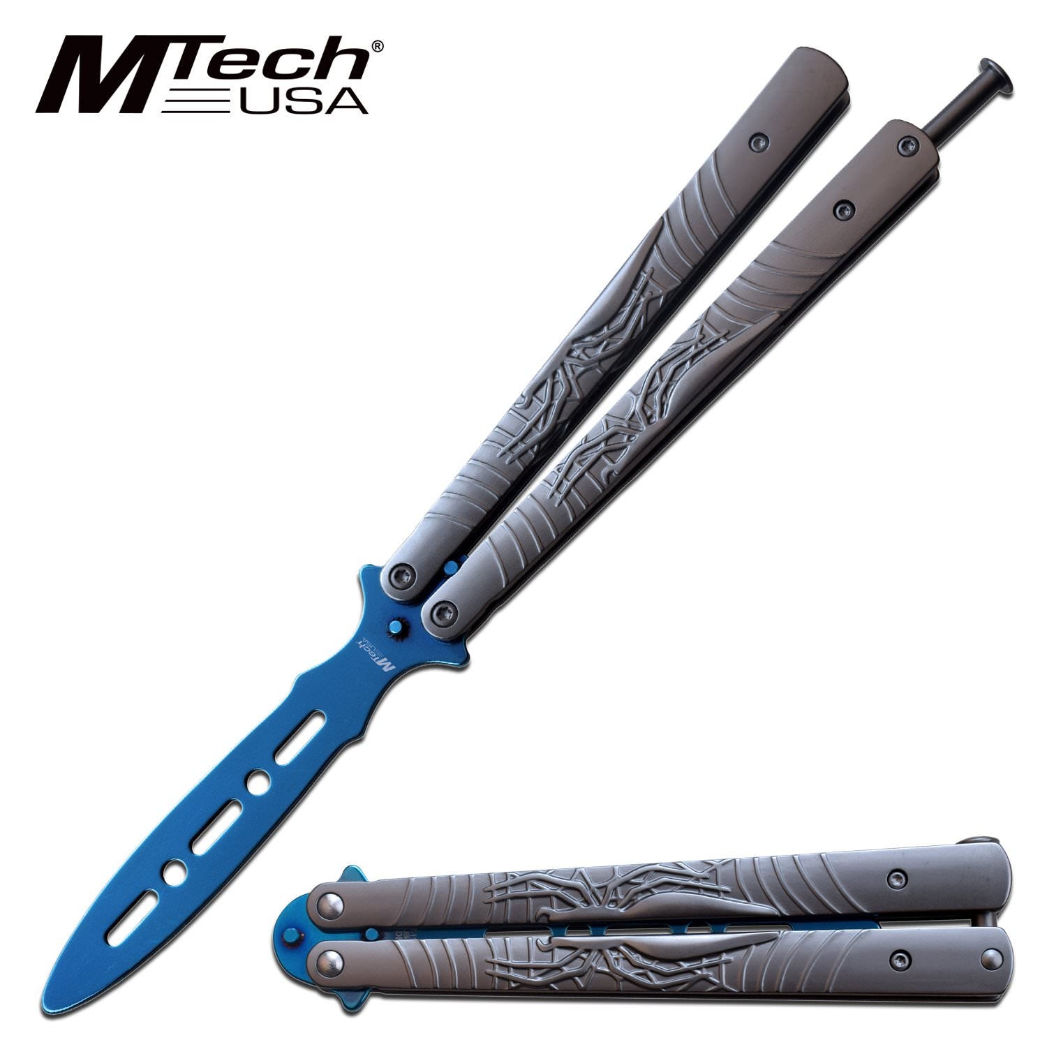 Butterfly Trainer by Mtech Grey Spider Handle Butterfly Knife Collectible Weapons - Tophatter Daily Deals