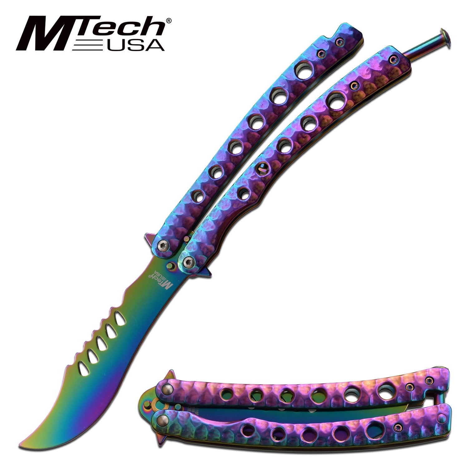Butterfly Trainer 4 Inch Rainbow Curved Blade Balisong Knife - Tophatter's Inc. Weapons Store Online Collectible Weapons - Tophatter Daily Deals
