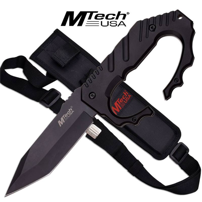 Fixed Blade Knuckle Handle Tactical Knife - Black Handle Tanto Blade - TOPHATTER'S ARMORY DEALS Collectible Weapons - Tophatter Daily Deals