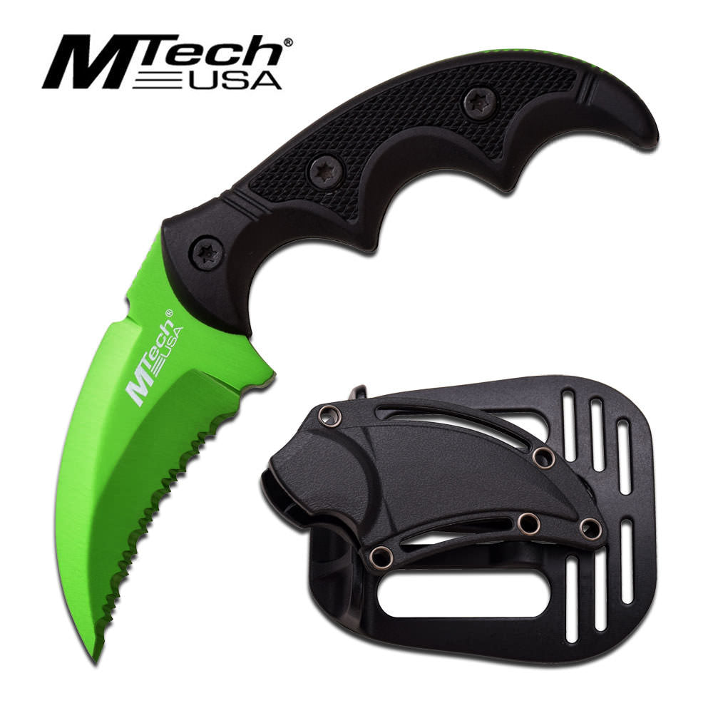 5" Hawk Blade Knife Tactical ABS Holster Green Full Tang Combat Karambit Collectible Weapons - Tophatter Daily Deals