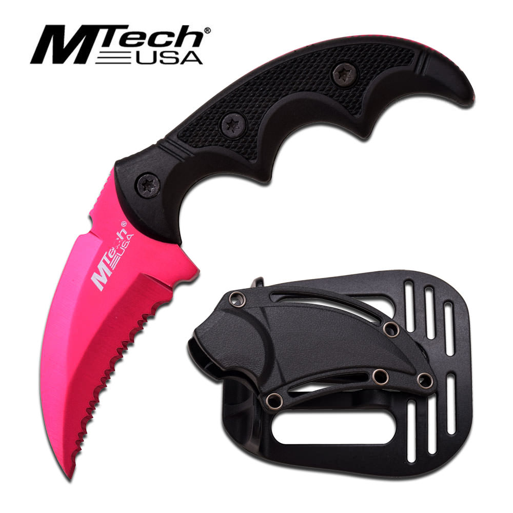 5" Hawk Blade Knife Tactical ABS Holster Pink Full Tang Combat Karambit - Tophatter's Guns'N'Weapons Store Collectible Weapons - Tophatter Daily Deals