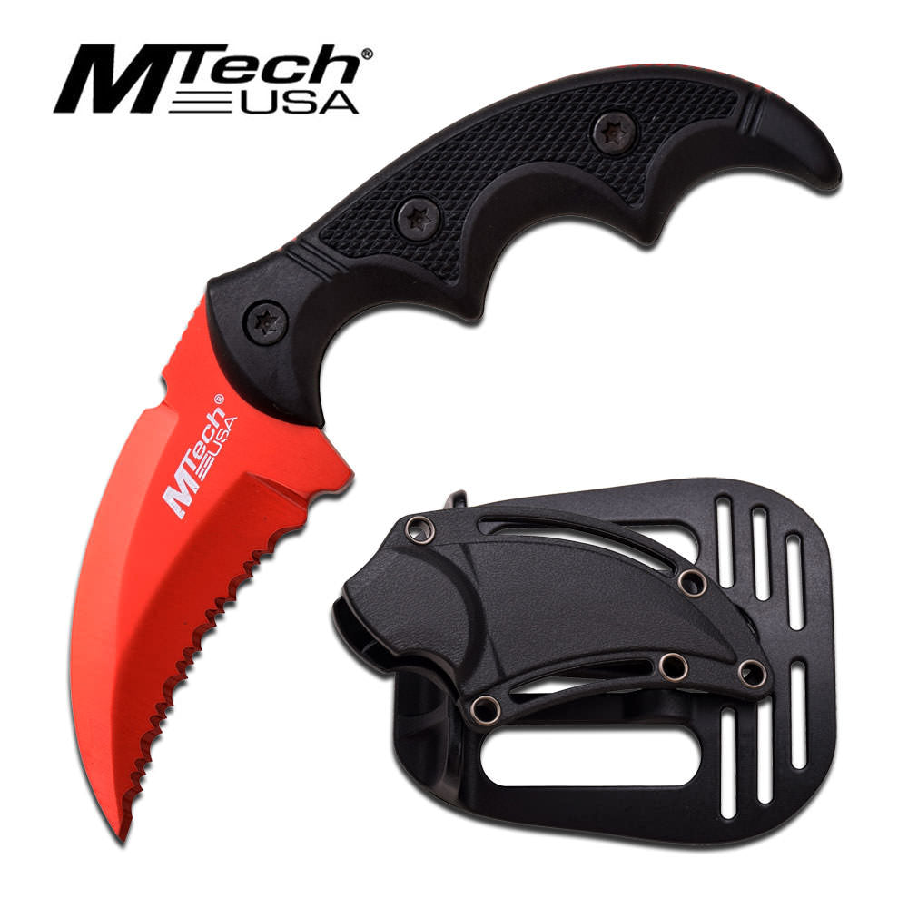 5" Hawk Blade Knife Tactical ABS Holster Red Full Tang Combat Karambit Collectible Weapons - Tophatter Daily Deals