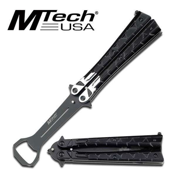 Silver Punisher Balisong Butterfly Bottle Opener - Tophatter's Inc. Weapons Store Online Collectible Weapons - Tophatter Daily Deals