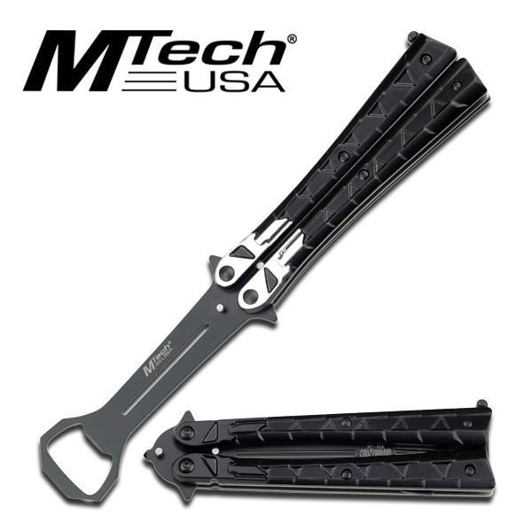 Silver Punisher Balisong Butterfly Bottle Opener - Tophatter's Guns'N'Weapons Store Collectible Weapons - Tophatter Daily Deals