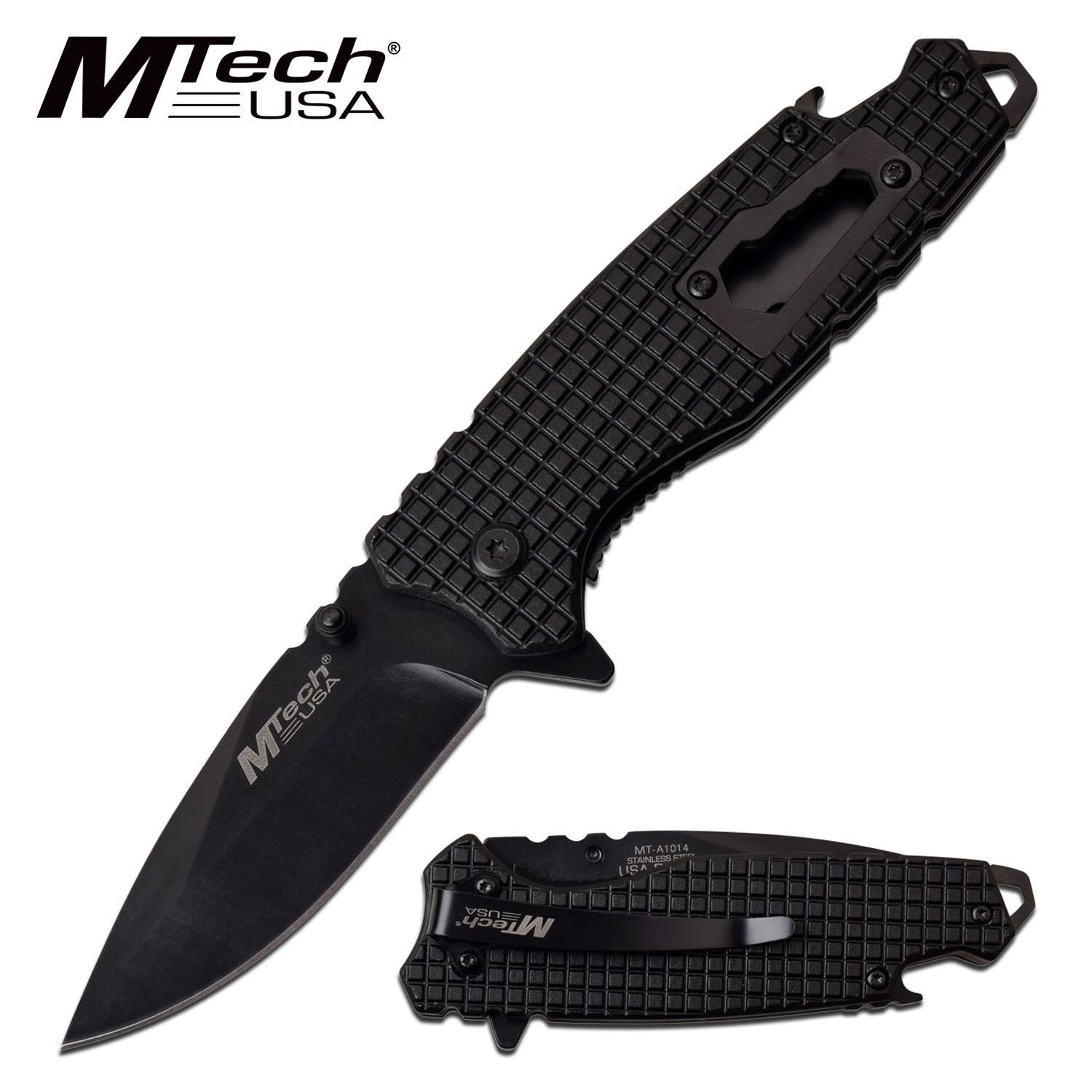 Mtech Black Multi-Tool Tactical EDC Bottle Opener Spring-Assist Folding Knife - Tophatter's Guns'N'Weapons Store Collectible Weapons - Tophatter Daily Deals