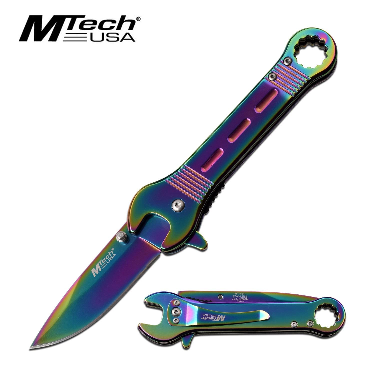 Rainbow Blade Mechanic Wrench Handle Assisted Opening Knife - Tophatter's Army Products & Self Defense Collectible Weapons - Tophatter Daily Deals