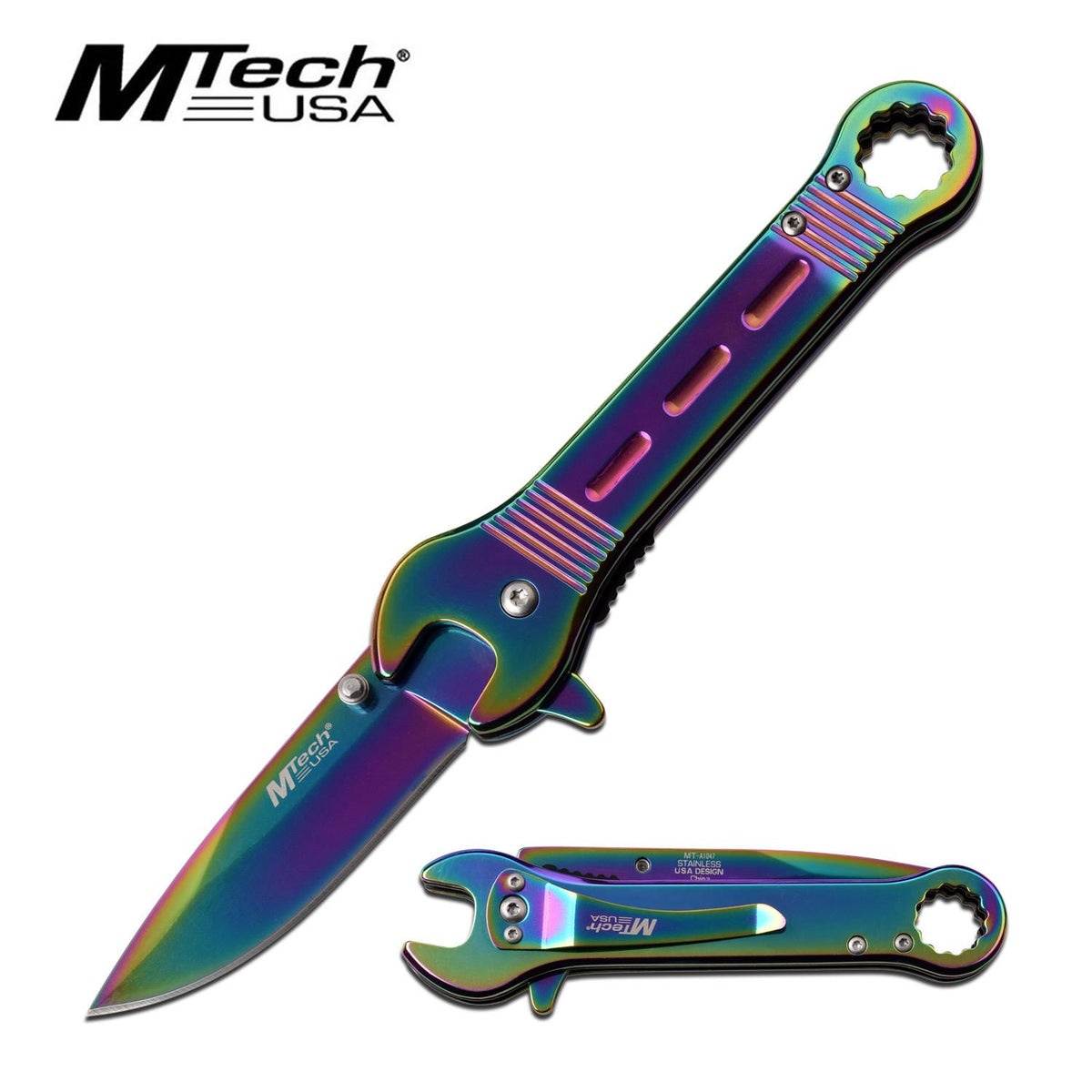 Rainbow Blade Mechanic Wrench Handle Assisted Opening Knife - TOPHATTER'S ARMORY DEALS Collectible Weapons - Tophatter Daily Deals
