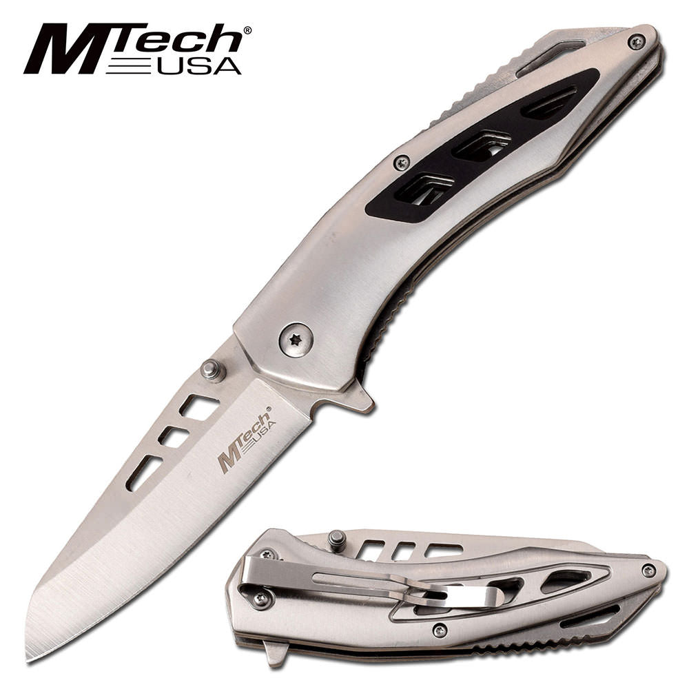 Mtech Stainless Steel Spring Assisted Pocket Knife With Black Pakkawood Collectible Weapons - Tophatter Daily Deals