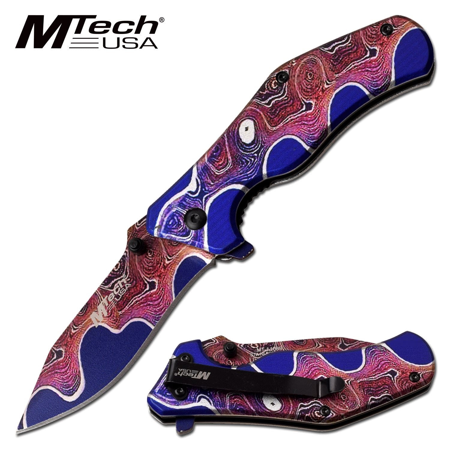 Mtech Spring Assist EDC Pocket Knife Pink/Purple - Tophatter's Guns'N'Weapons Store Collectible Weapons - Tophatter Daily Deals