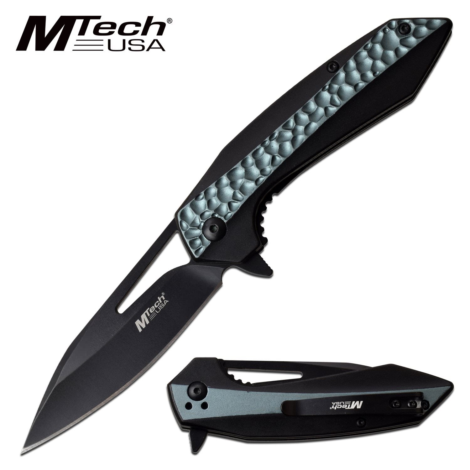 Mtech 3.5" Black Blade EDC Tactical Grey Spring-Assist Folding Knife - Tophatter's Army Products & Self Defense Collectible Weapons - Tophatter Daily Deals