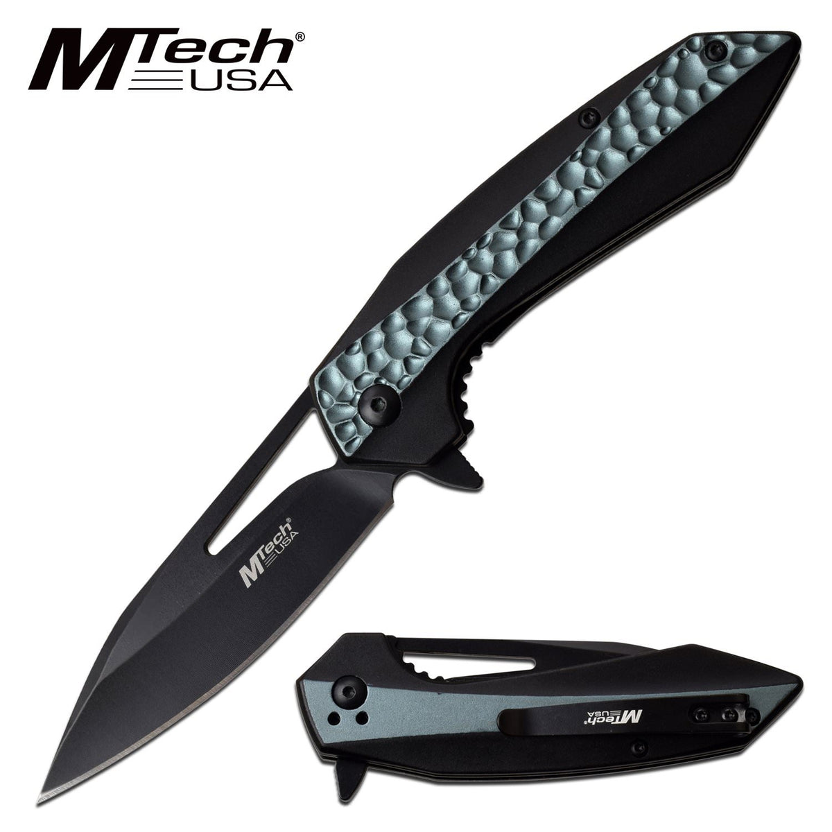 Mtech 3.5" Black Blade EDC Tactical Grey Spring-Assist Folding Knife - Tophatter's Guns'N'Weapons Store - FREE SHIPPING Collectible Weapons - Tophatter Daily Deals
