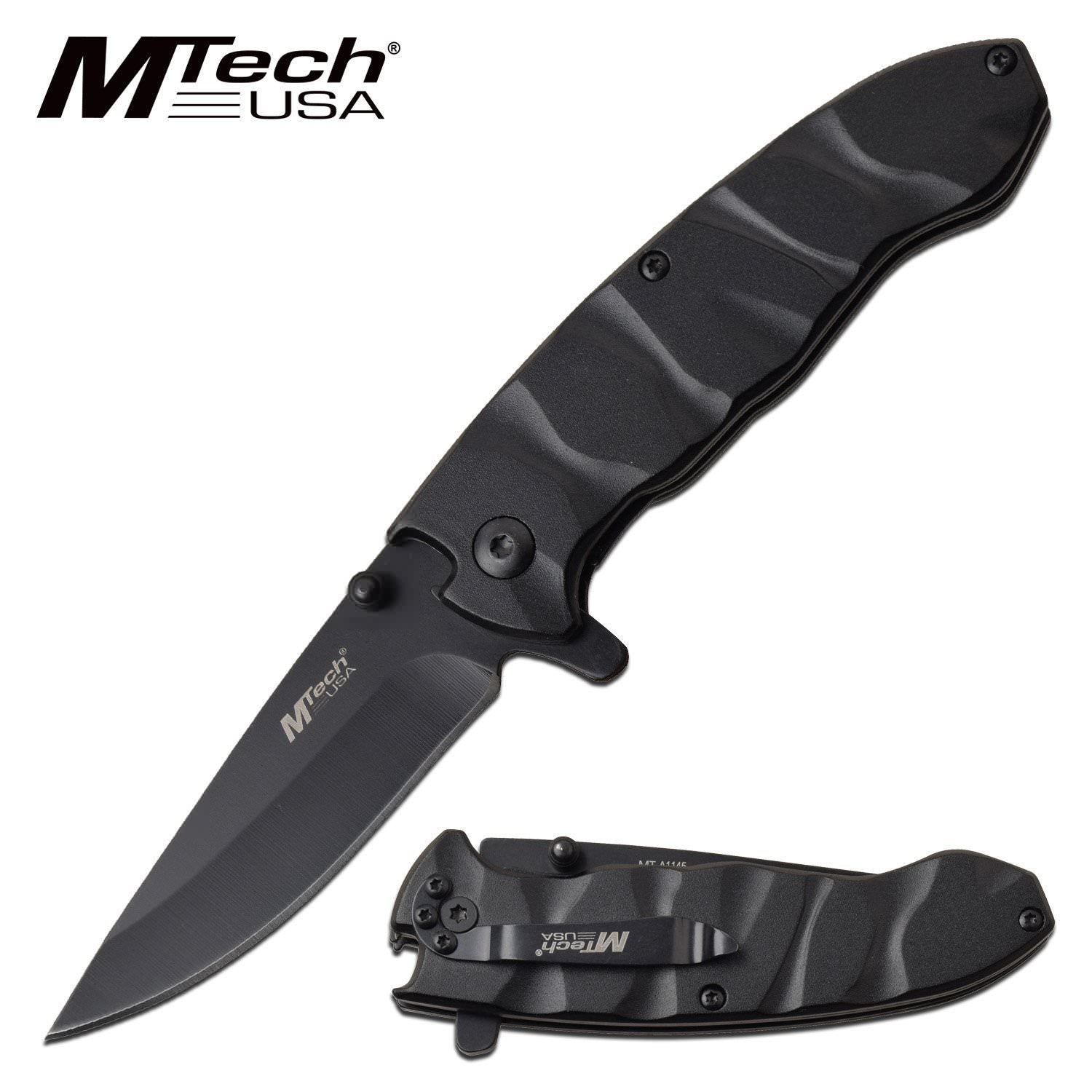 MTech 4" Blade Linerlock Black EDC Spring-Assist Folding Pocket Knife Collectible Weapons - Tophatter Daily Deals