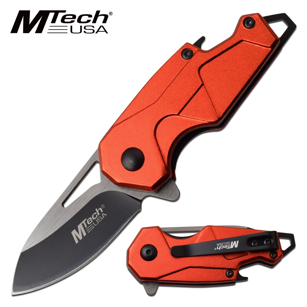 Spring Assist Folding Knife MTech Mini 2" Blade EDC Bottle Opener Red - TOPHATTER'S ARMORY DEALS Collectible Weapons - Tophatter Daily Deals