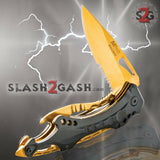 Black/Gold Spring Assisted Tactical Knife w/ Bottle Opener + Screwdriver Knife-Assist - Tophatter Daily Deals