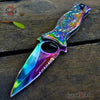 M-TECH Rainbow Dragon Finger Hole Spring Assisted Knife w/ Breaker Knife-Assist - Tophatter Daily Deals