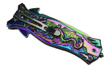 M-TECH Rainbow Dragon Finger Hole Spring Assisted Knife w/ Breaker Knife-Assist - Tophatter Daily Deals