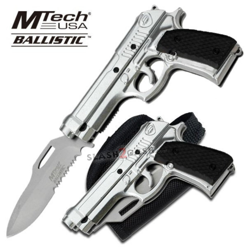 Gun-Shaped Spring Assisted Knife Black Pistol w/ Holster - asst. colors Knife-Assist - Tophatter Daily Deals