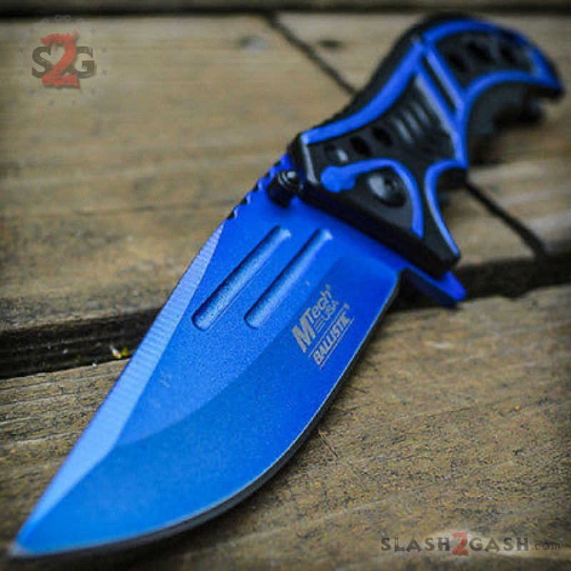 MTech Spring Assisted Blue Blade Tactical Folding Pocket Knife Switch 8" Knife-Assist - Tophatter Daily Deals